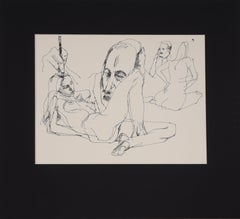 El artista y su musa - Dibujo figurativo original sobre papel