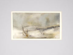 Atmospheric Watercolor Landscape - Fog with Delicate Trees