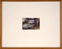 Newspapers on the Table - Miniature Still Life in Watercolor on Heavy Paper