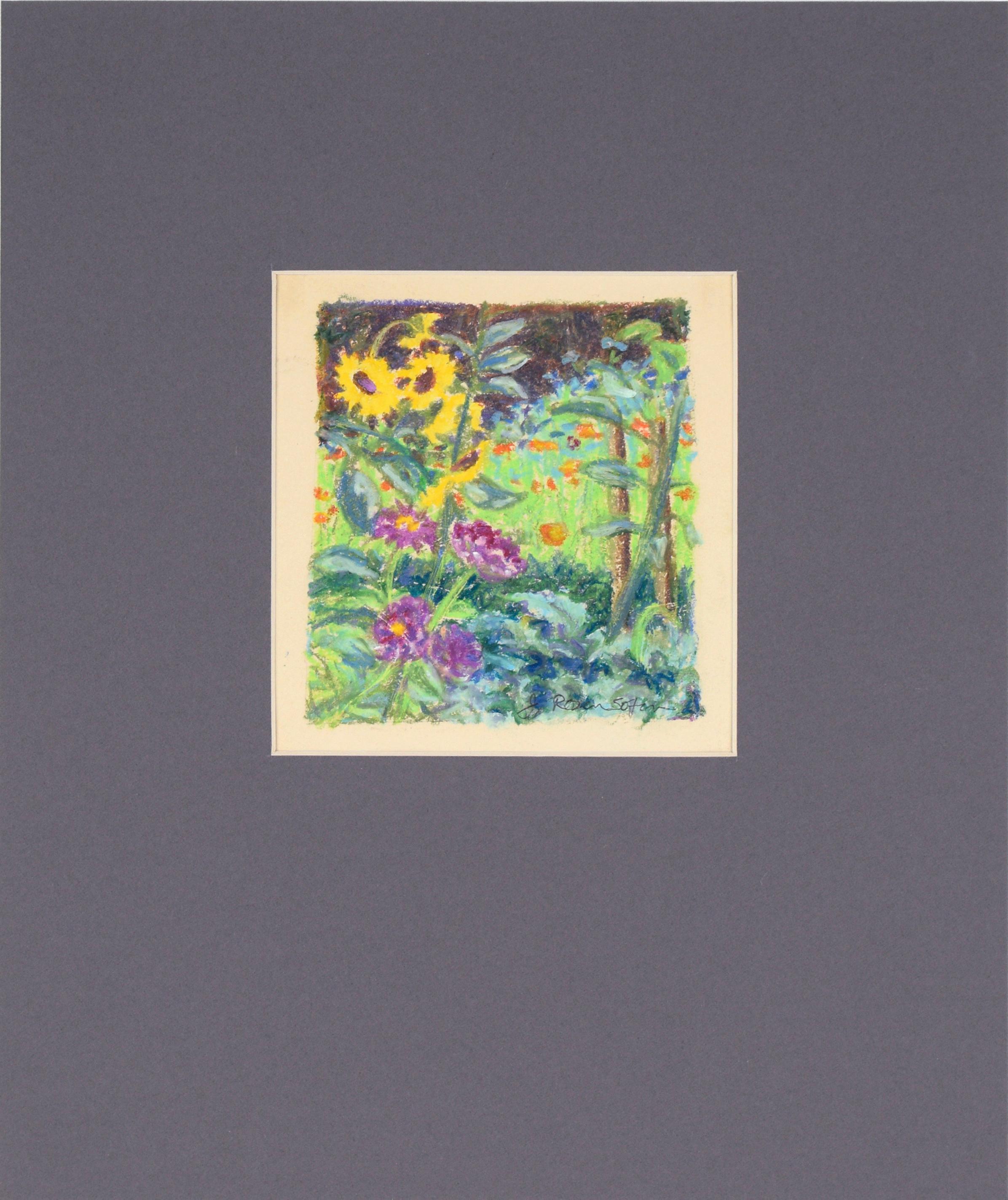 Jeanne Rosen Sofen Landscape Art - Wildflower Plein Aire Landscape in Pastel on Paper