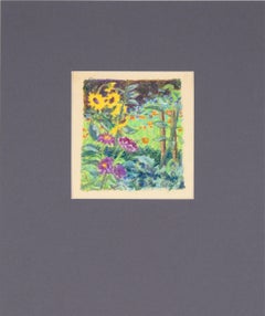 Paesaggio Plein Aire di fiori selvatici in pastello su carta