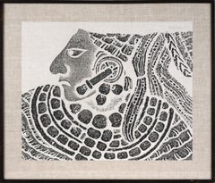 Bonampak, Sacerdote, Stela 1 (VI-VIII av. J.-C.) - Rubbing d'origine de la sculpture mauresque