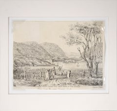 « West Point from the East Bank of the Hudson », dessin ancien sur papier Watkinson