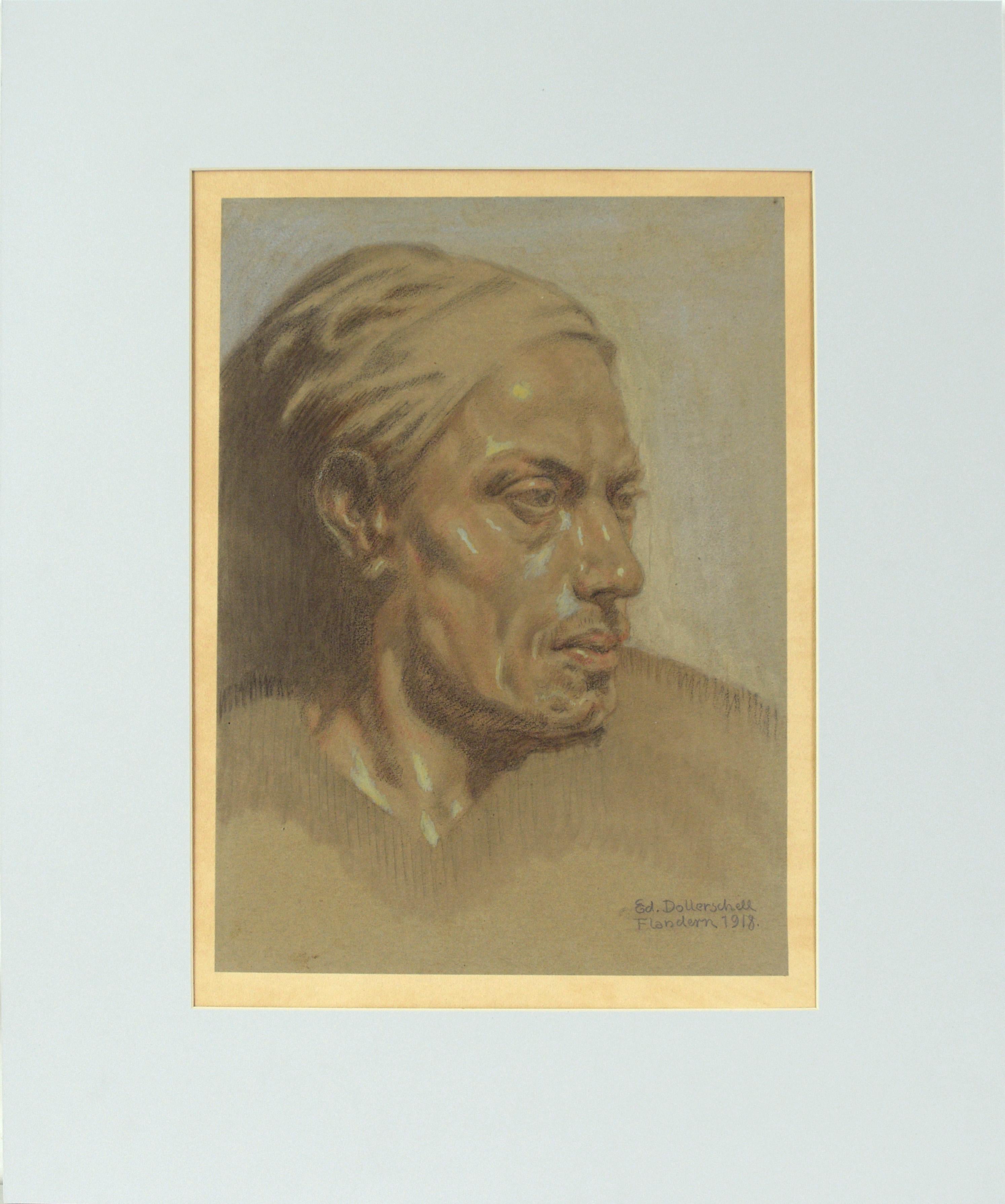 Portrait of a Man at Flanders 1918 - Art by Eduard Dollerschell