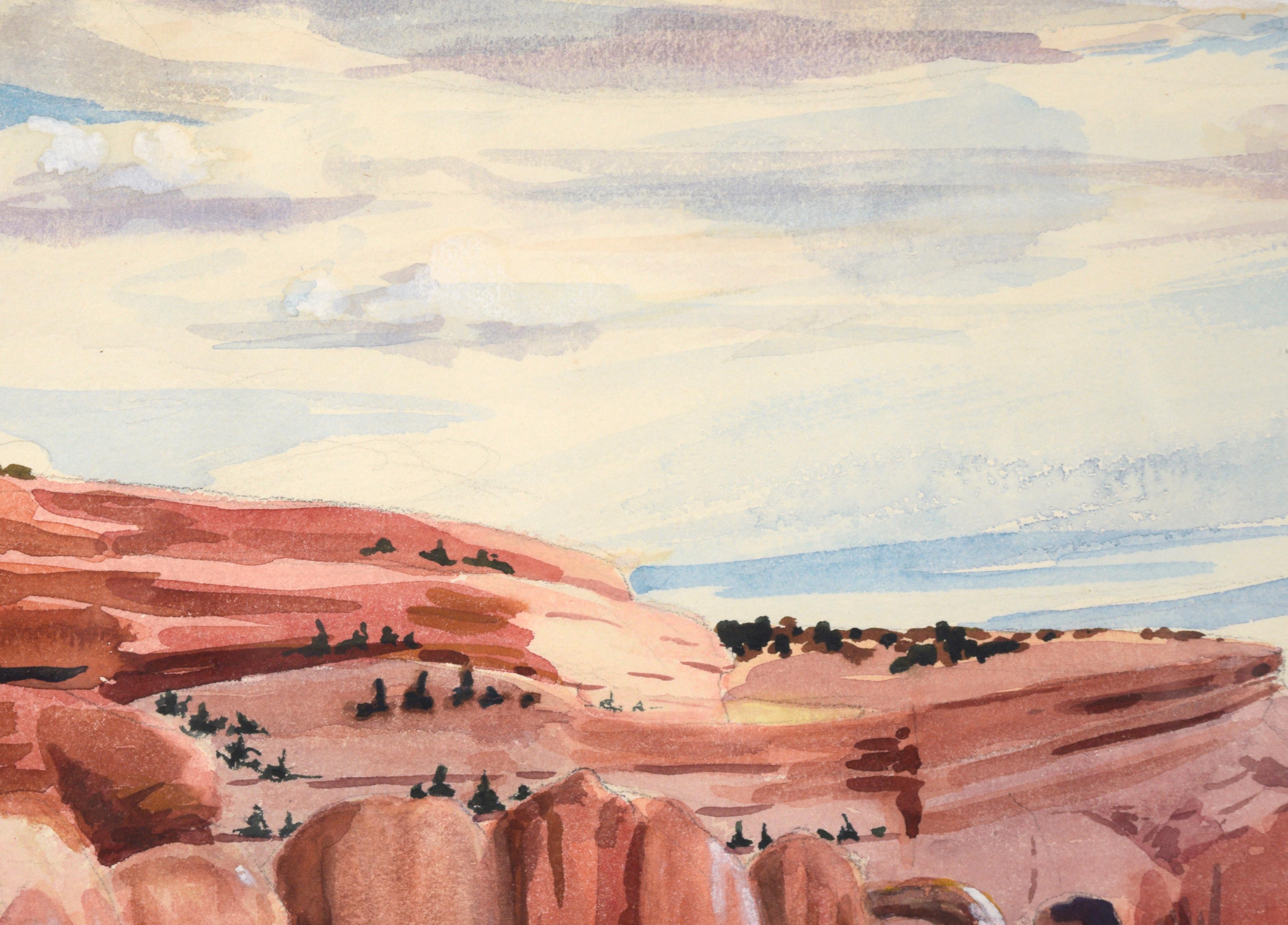 „“Rotes Bergland““ – Wüstenlandschaft (Amerikanischer Impressionismus), Art, von Betty Jenkins