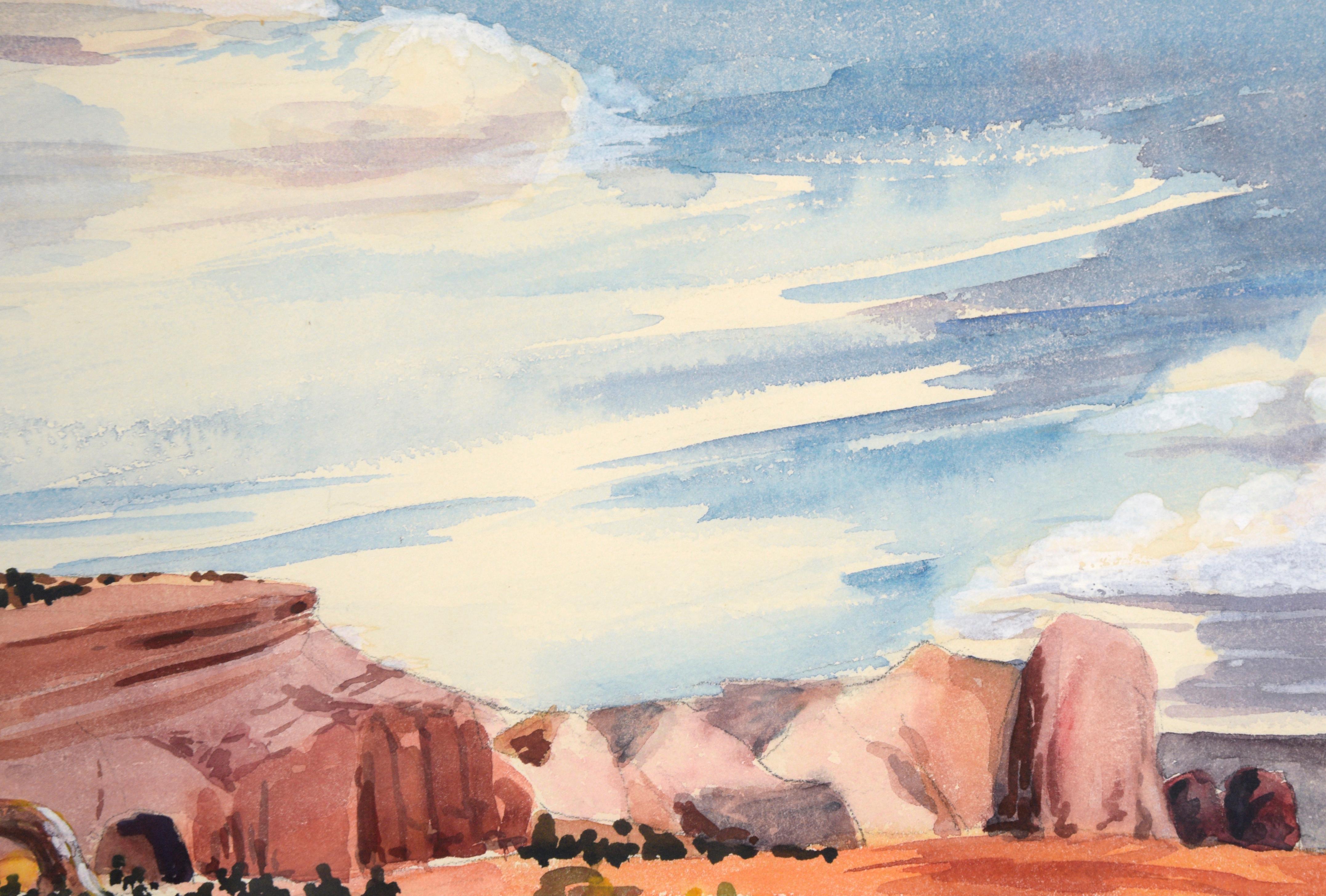 „“Rotes Bergland““ – Wüstenlandschaft (Braun), Landscape Art, von Betty Jenkins