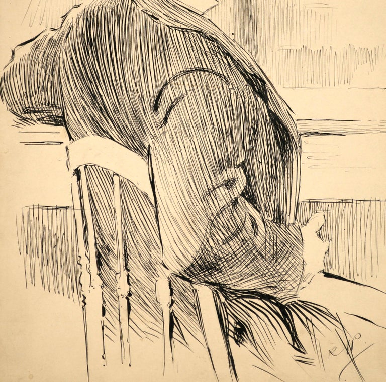 19th C. Newspaper Illustration of Hiram H. Hobbs, Foreman of the Grand Jury 1898 - Beige Figurative Art by Richard Langtry Partington