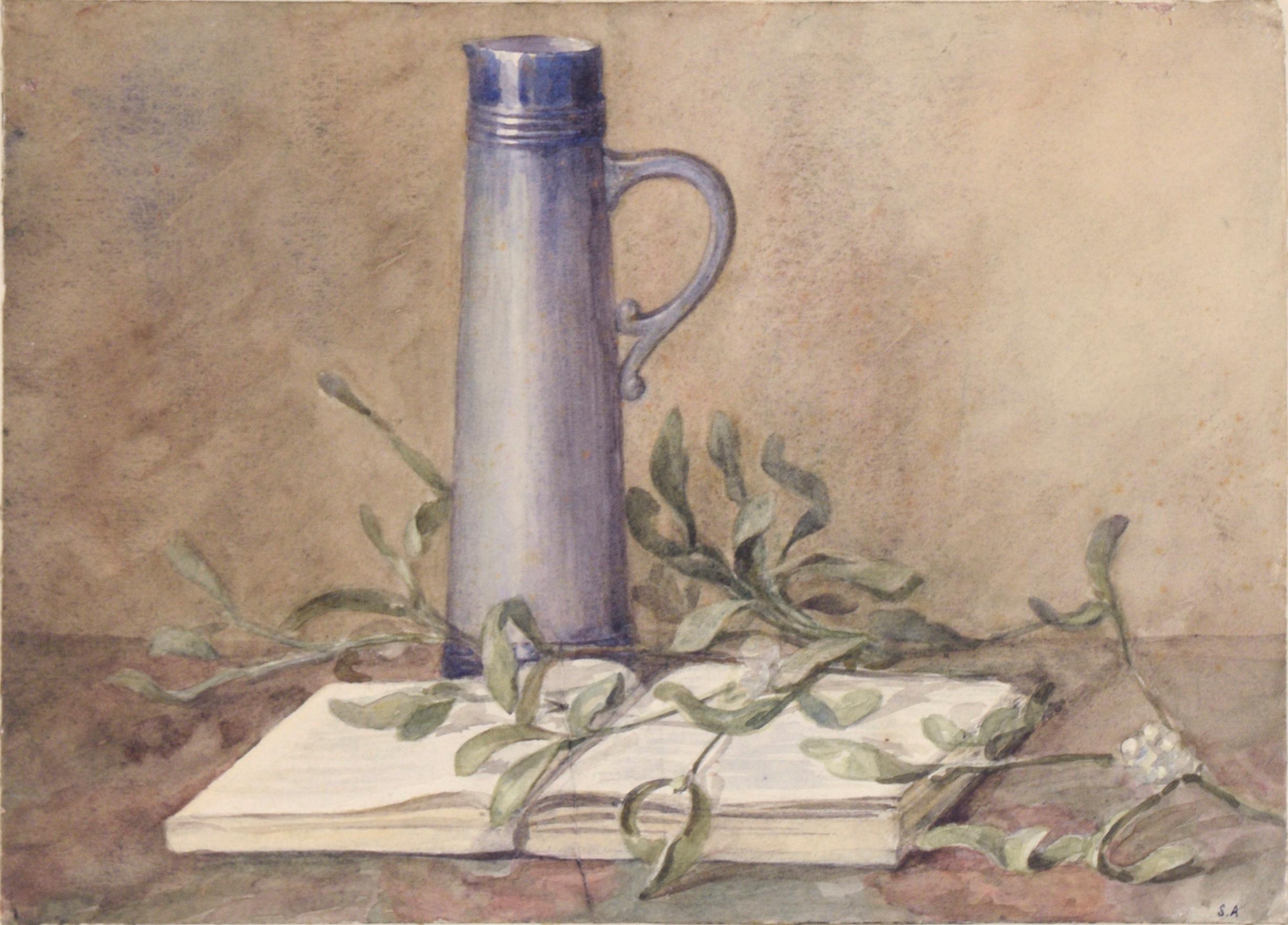 « La branche de gui et le livre » (Mistletoe and Book Still Life) - Art de Unknown