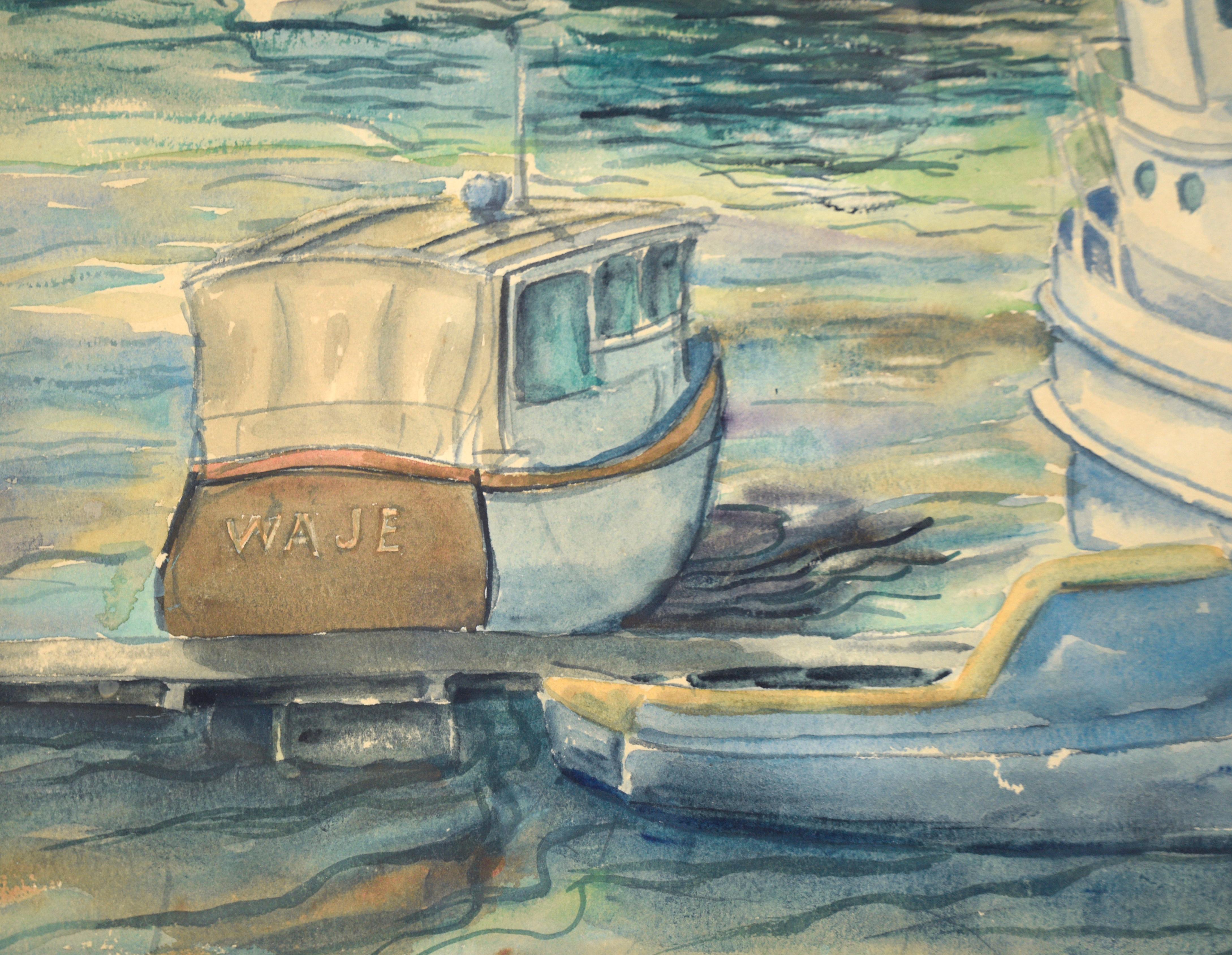 Boats at the Harbor - Nautical Seascape For Sale 1