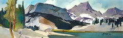 Sierra Mountain Peak Lake, Panoramic Landscape Watercolor by Dale Laitinen NWS