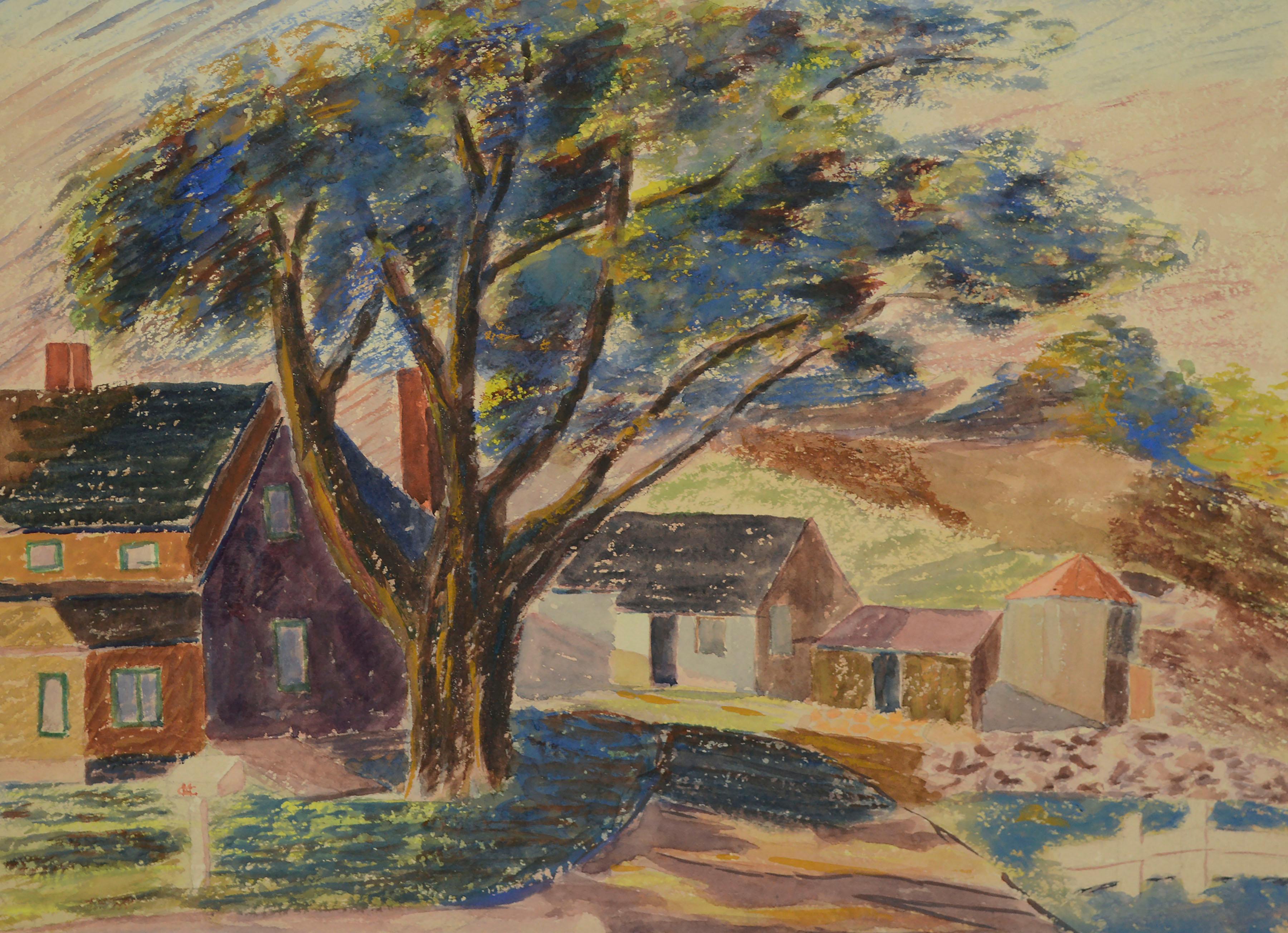 Mystic Connecticut Post Impressionist Landscape by Herbert Mortimer Gesner 1940  - Art by Herbert Mortimer Gesner Sr. 