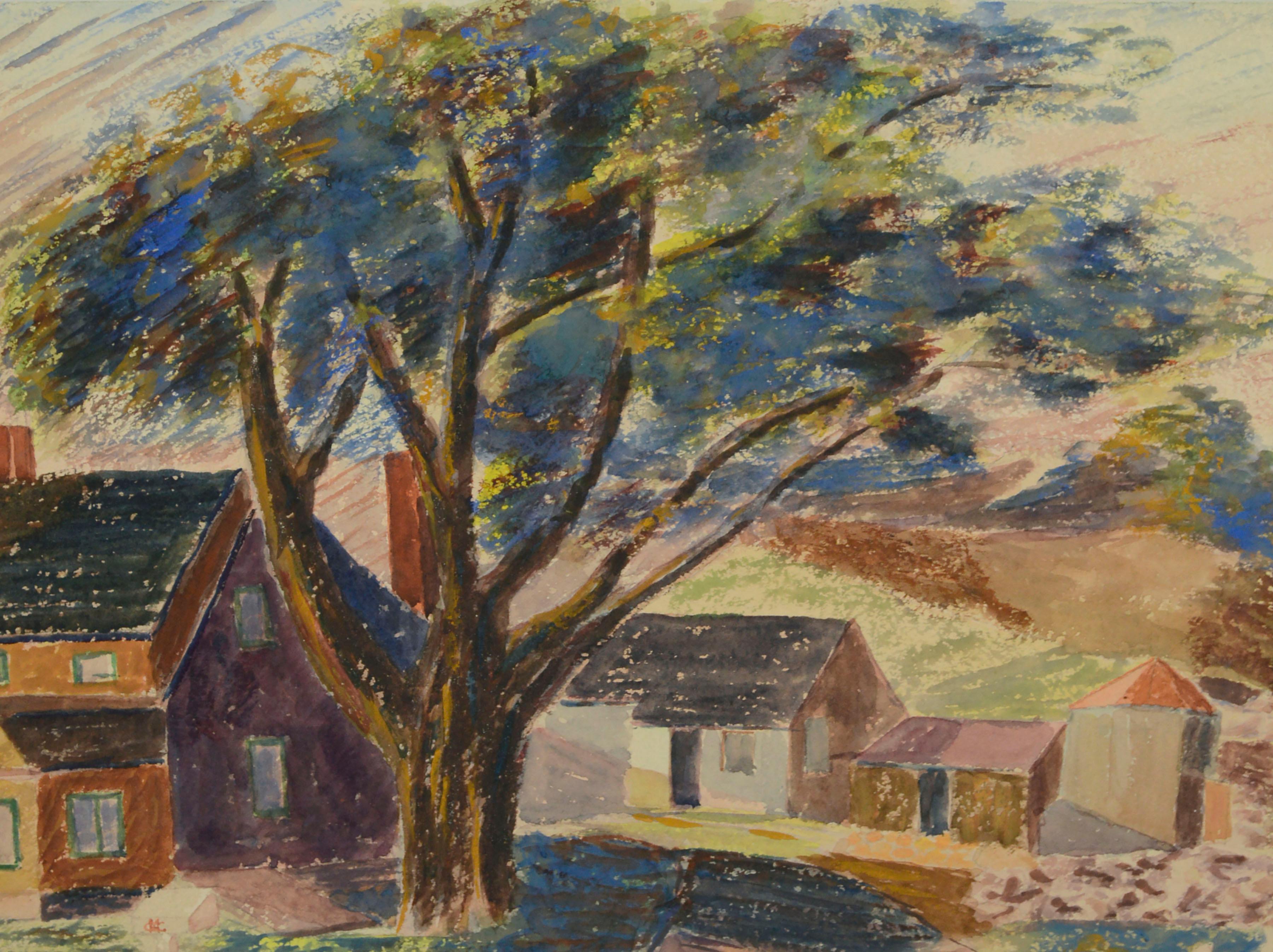Mystic Connecticut Post Impressionist Landscape by Herbert Mortimer Gesner 1940  - Post-Impressionist Art by Herbert Mortimer Gesner Sr. 