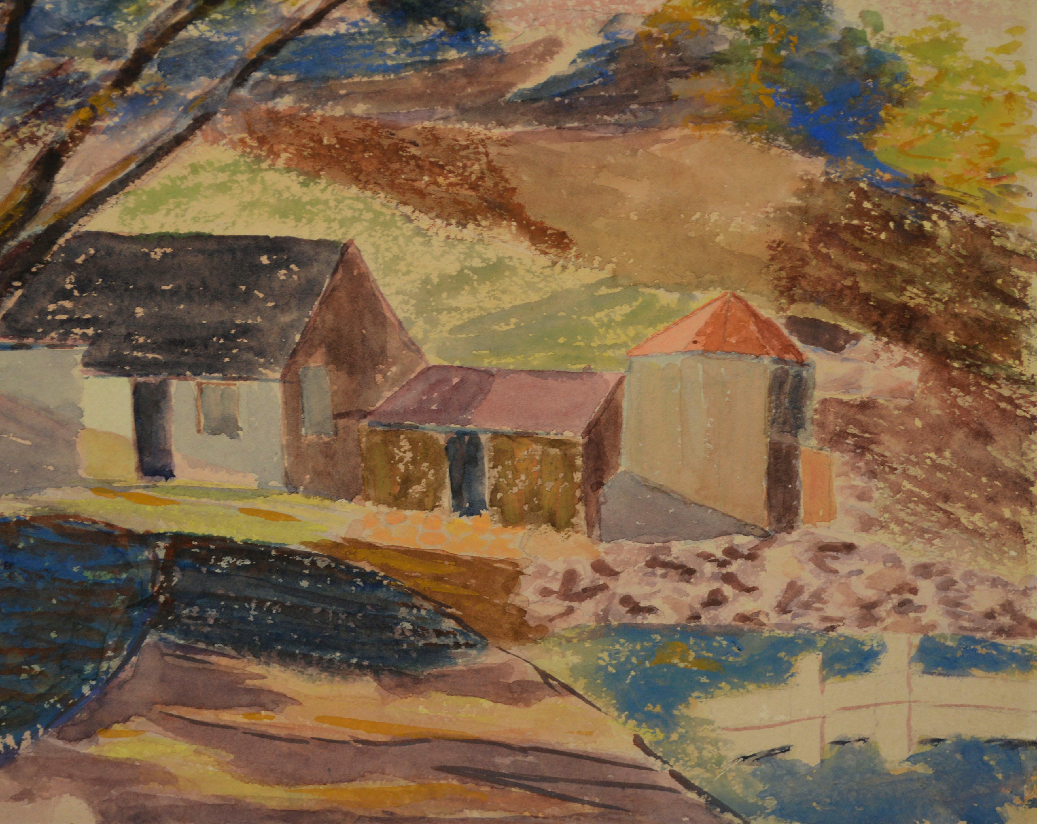 Mystic Connecticut Post Impressionist Landscape by Herbert Mortimer Gesner 1940  1
