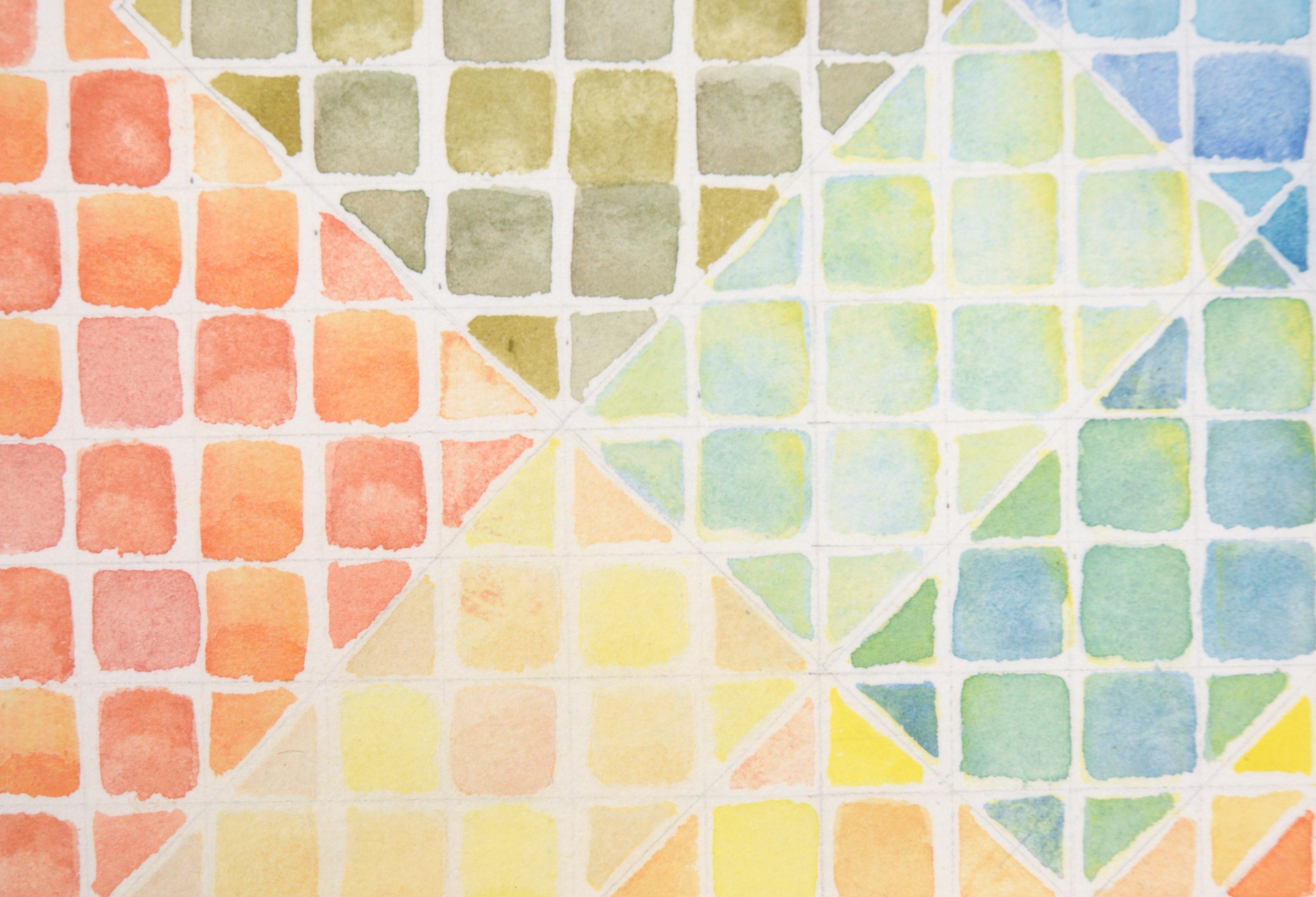 Geometric Color Grid - Op Art Composition For Sale 1