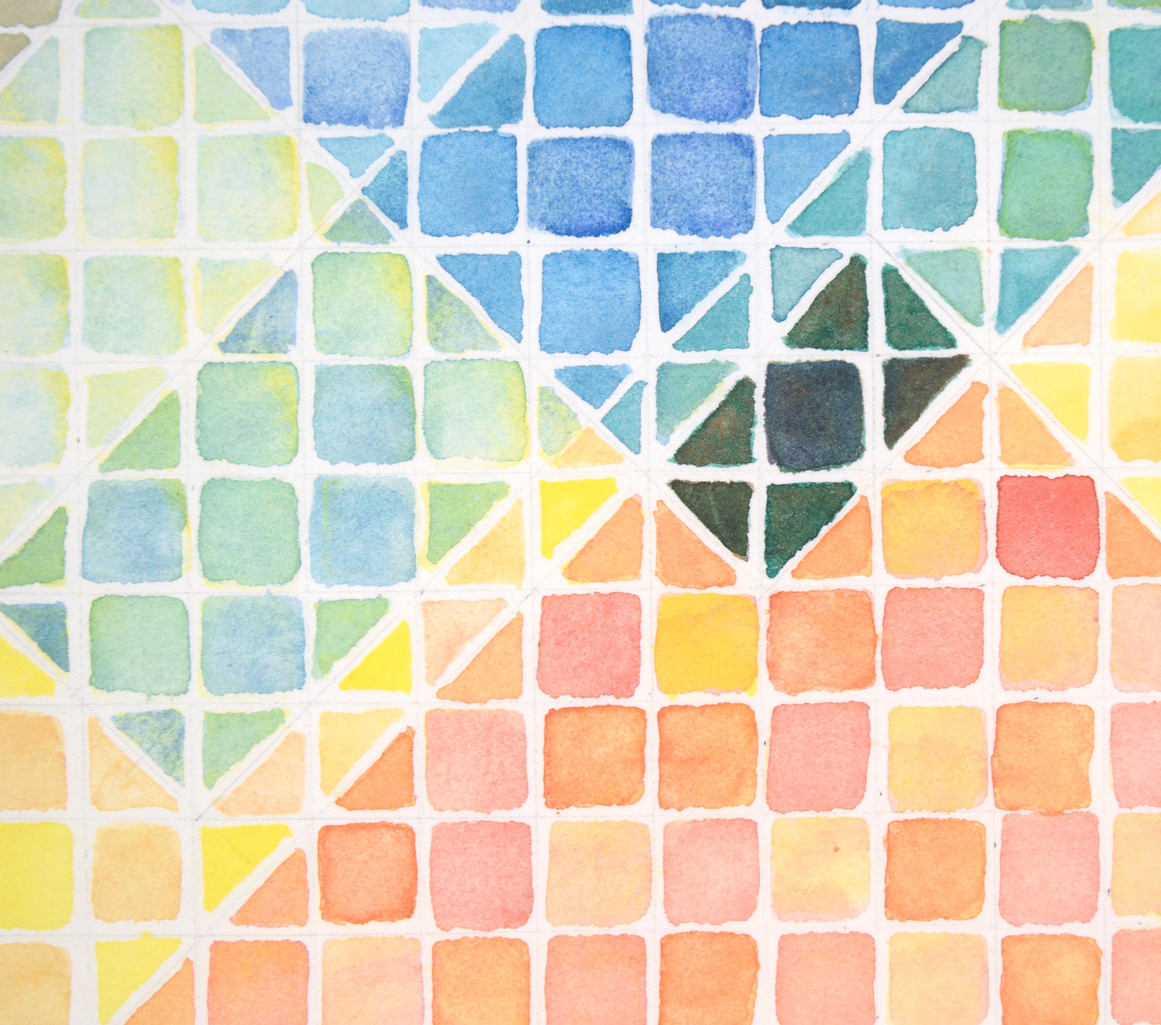 Gris de couleurs géométriques - Composition Op Art en vente 5