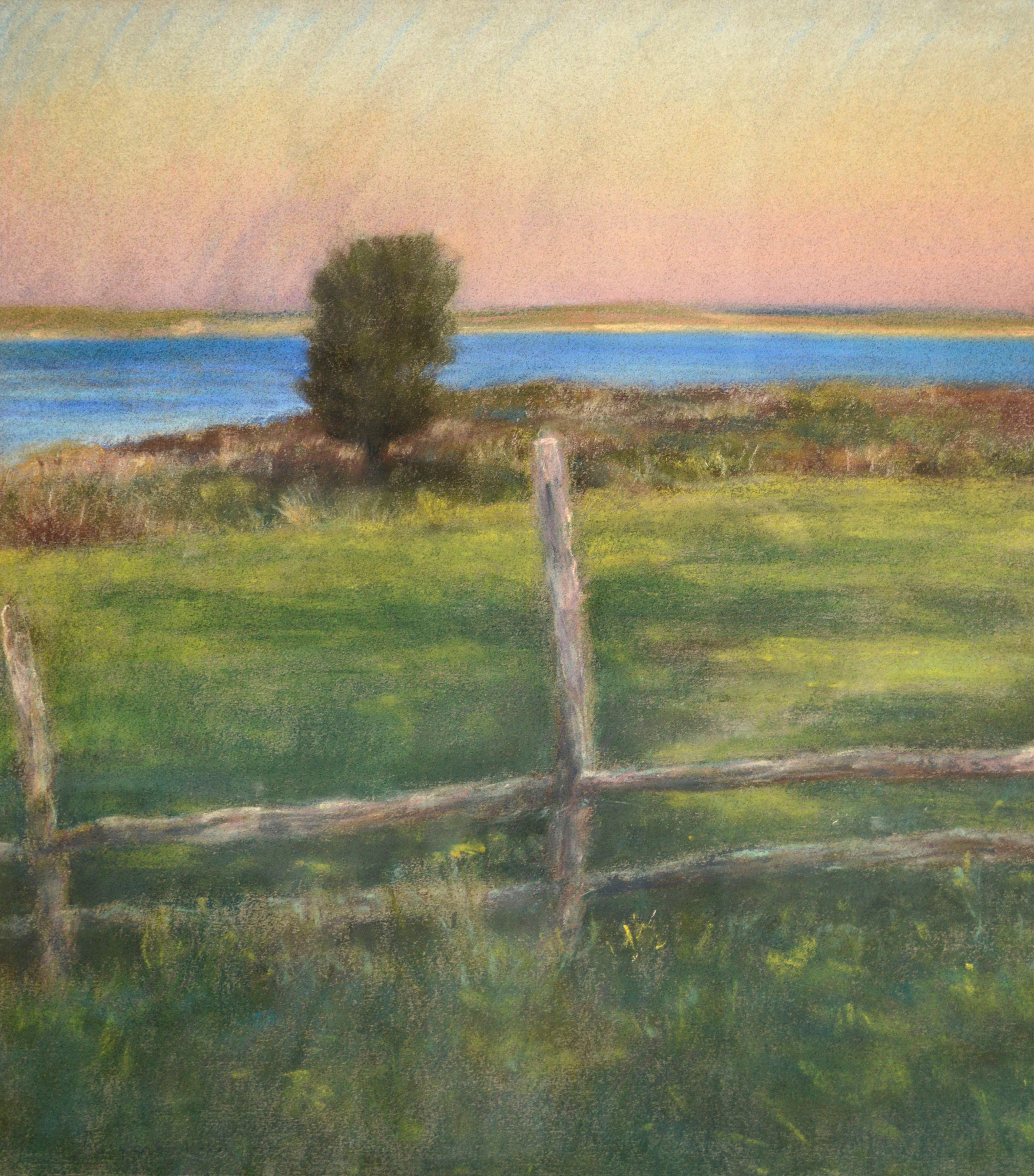 Chilmark Pond, paysage marin en plein air de Martha''s Vineyard - Impressionnisme américain Art par Anne F. Cook
