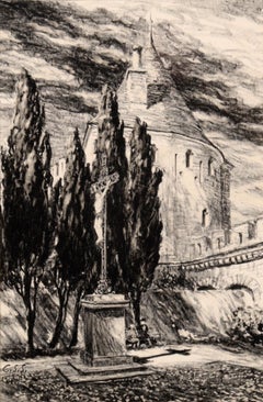 Carcassonne Citadel, France - Dessin au pastel de Charles Sumner Schneider