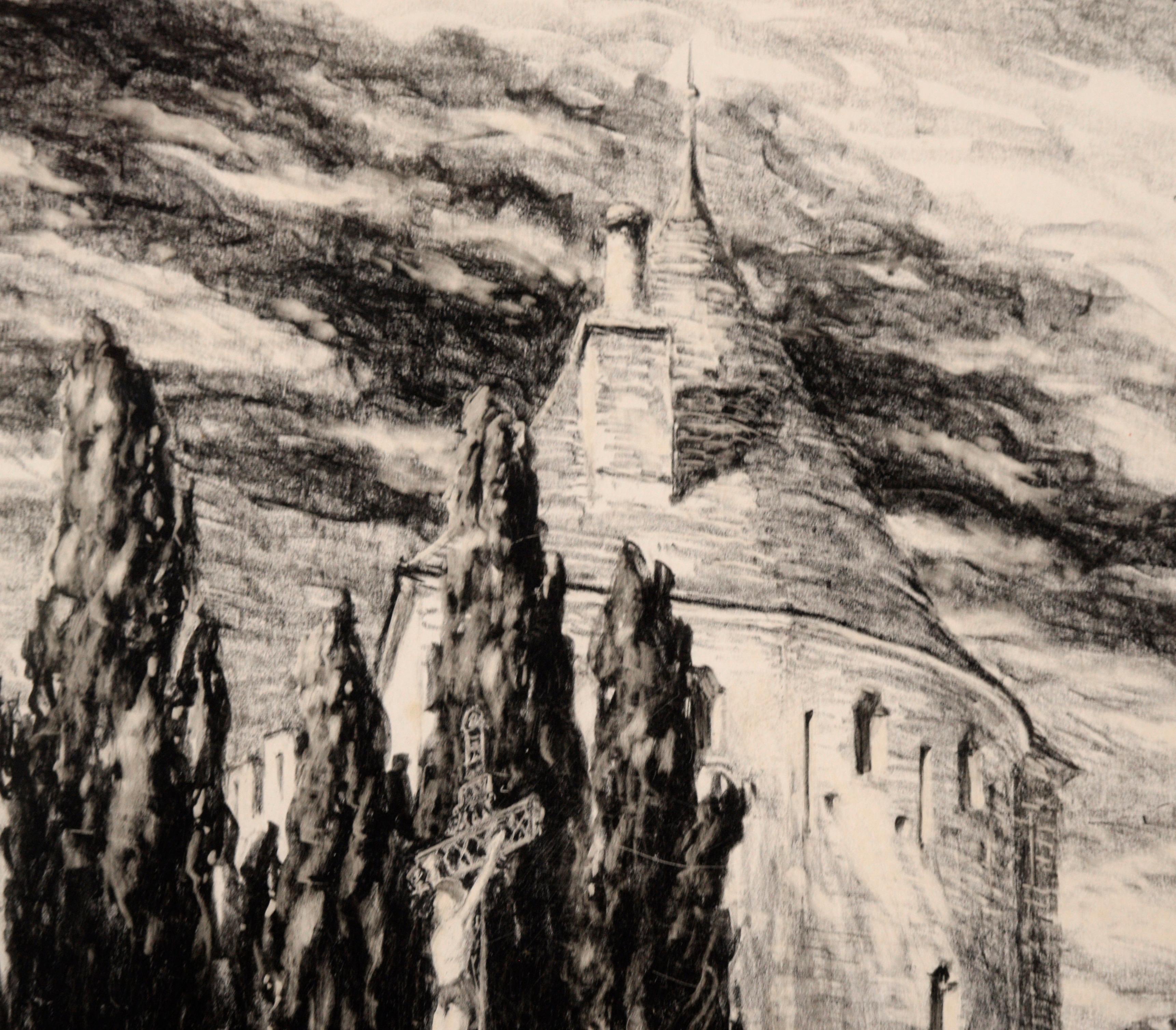 Carcassonne-Zitadel, Frankreich – Pastellzeichnung von Charles Sumner Schneider  im Angebot 2