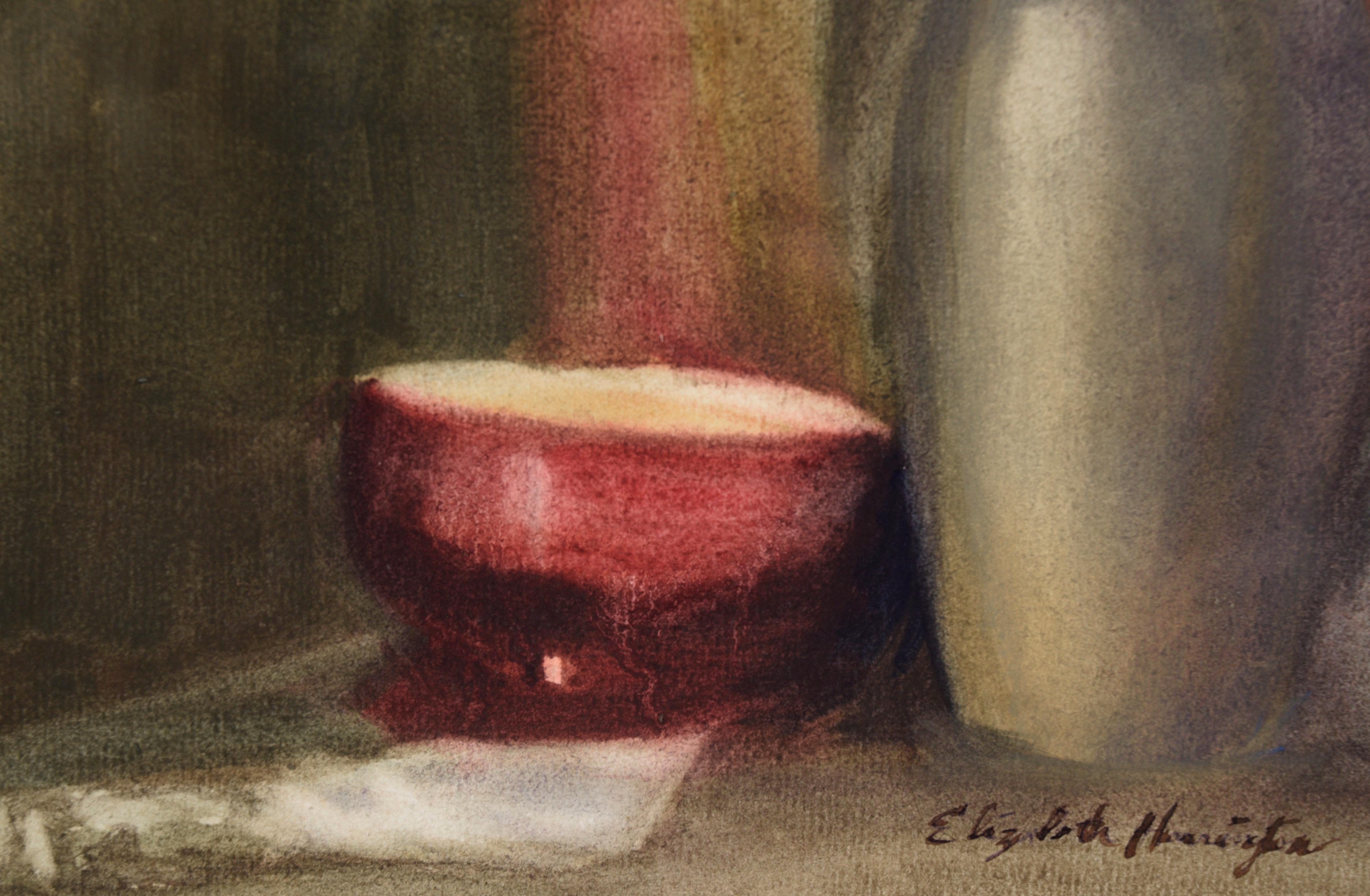 Sumi-e Brushes and Bowl - Still Life by Elizabeth Harrington - American Impressionist Art by Elizabeth 