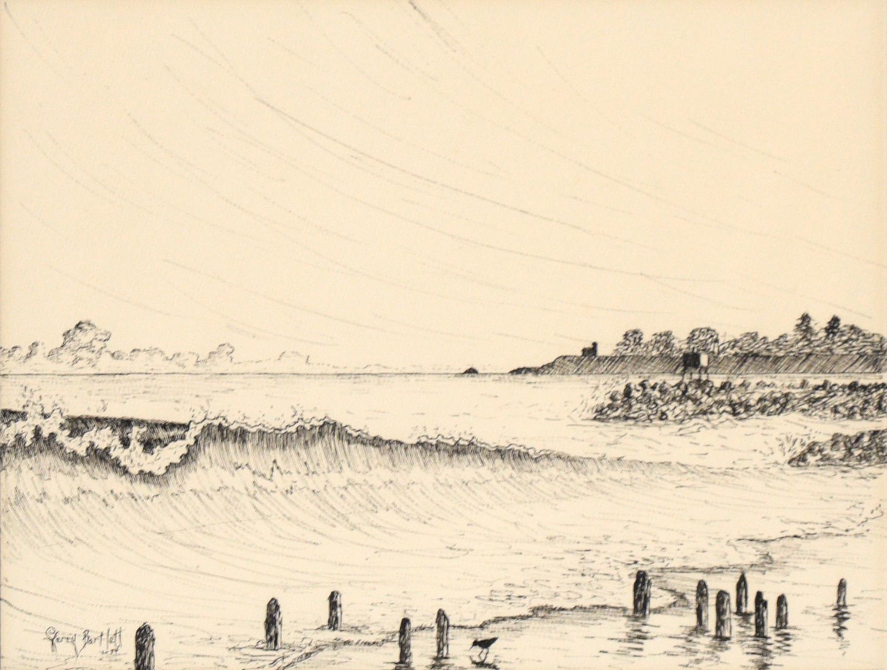 Santa Cruz, Kalifornien, Seelandschaft in Schwarz und Weiß von Gerry Bartlett 1