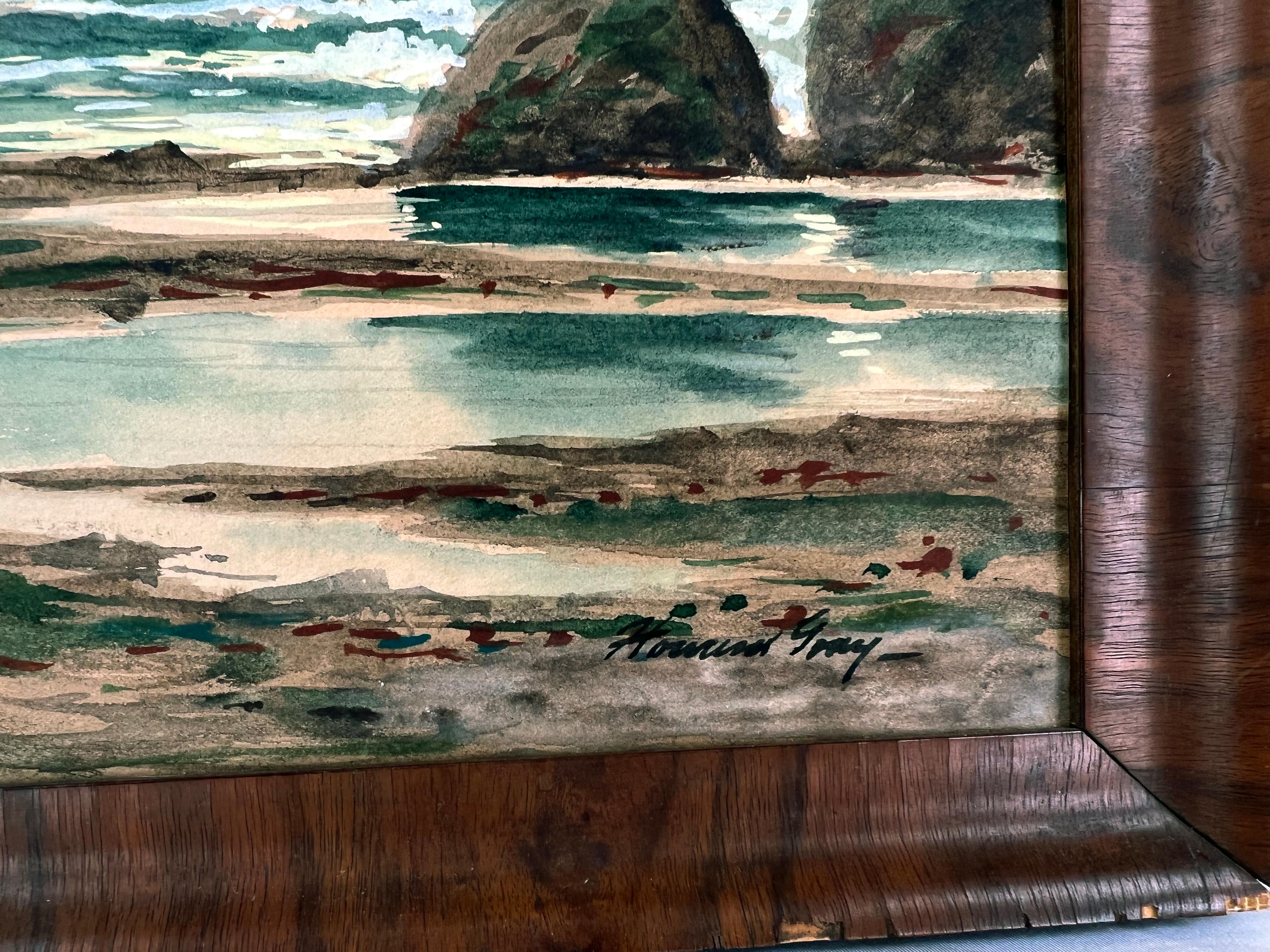 Schoner an der Küste mit Felsen, Gezeitenteichen und Vogel von Howard Garfield Gray im Angebot 7
