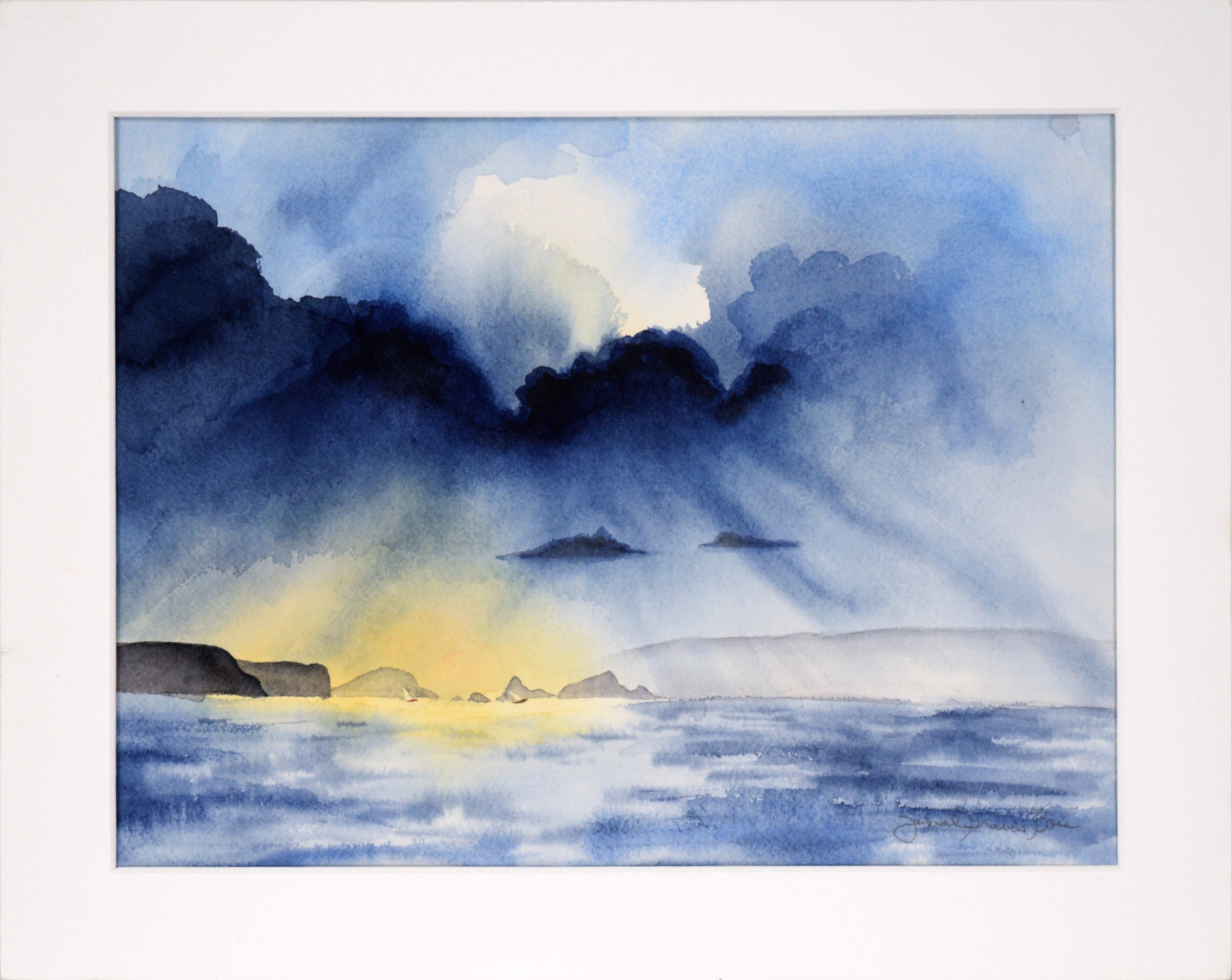 Landscape Art Unknown - Rays de soleil à travers les nuages - Paysage marin