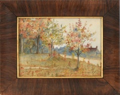 Antique Autumn by the River - Landscape
