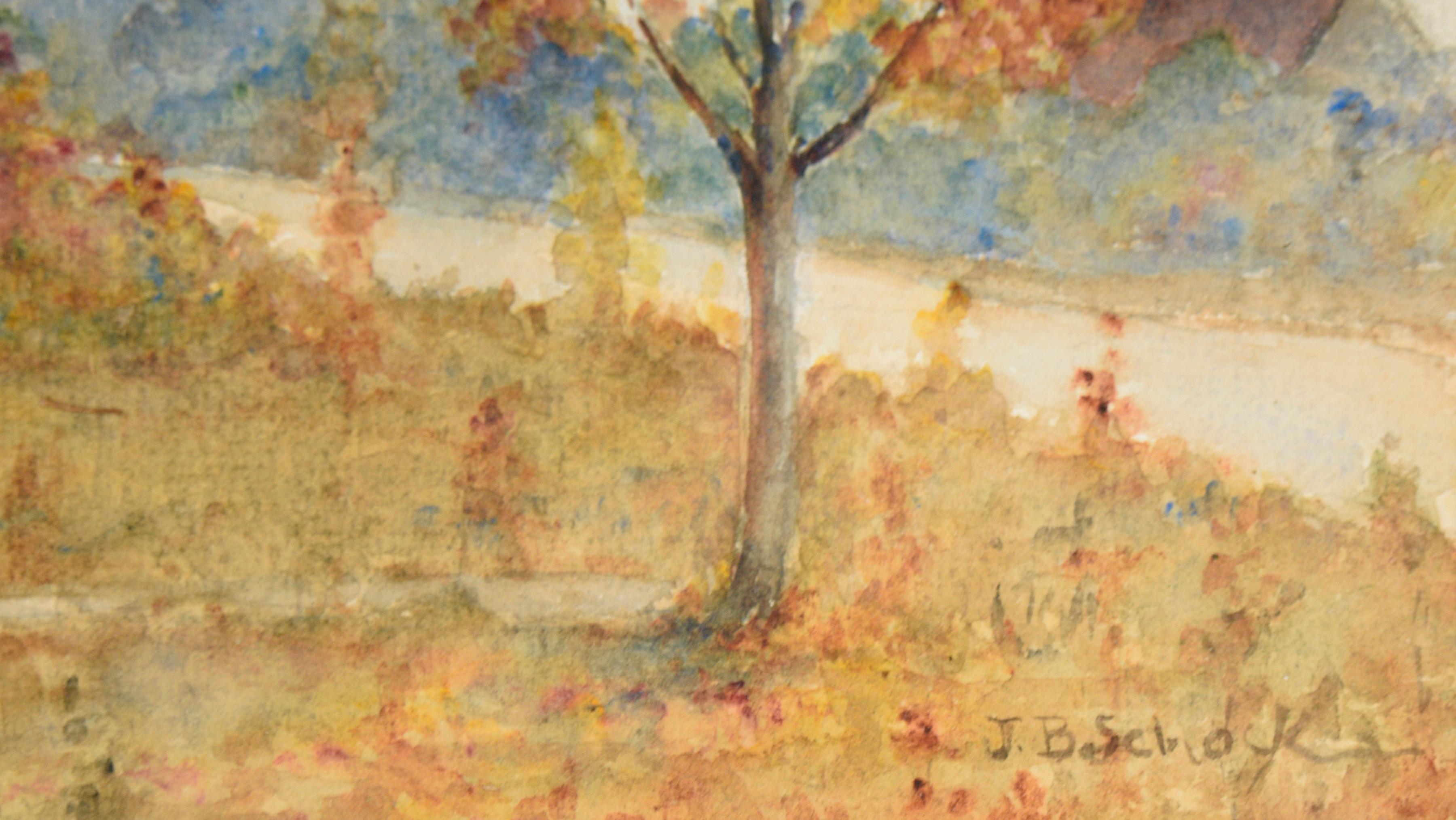 Automne au bord de la rivière - Paysage en vente 2