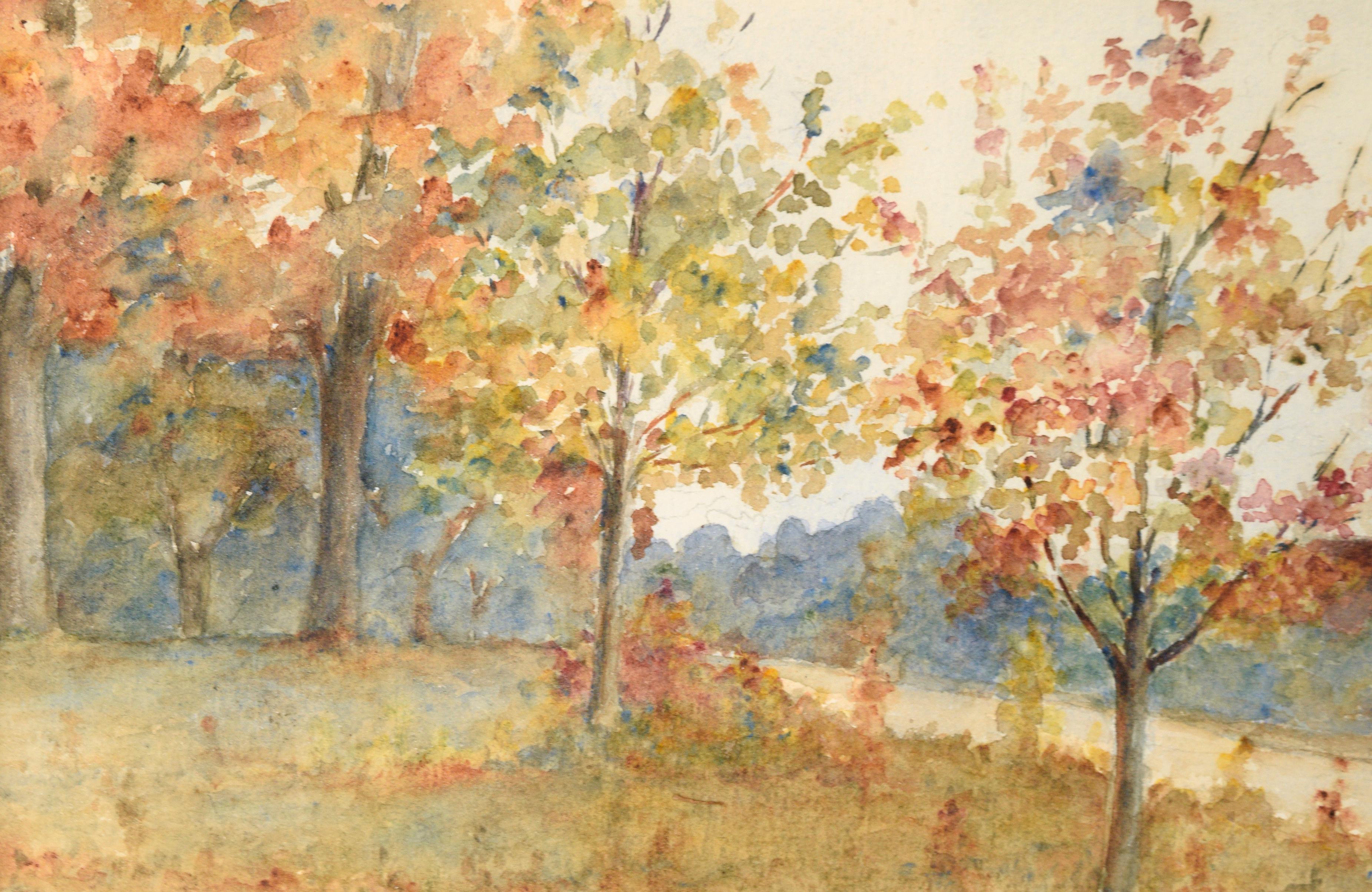 Automne au bord de la rivière - Paysage - Impressionnisme américain Art par J. B. Schock