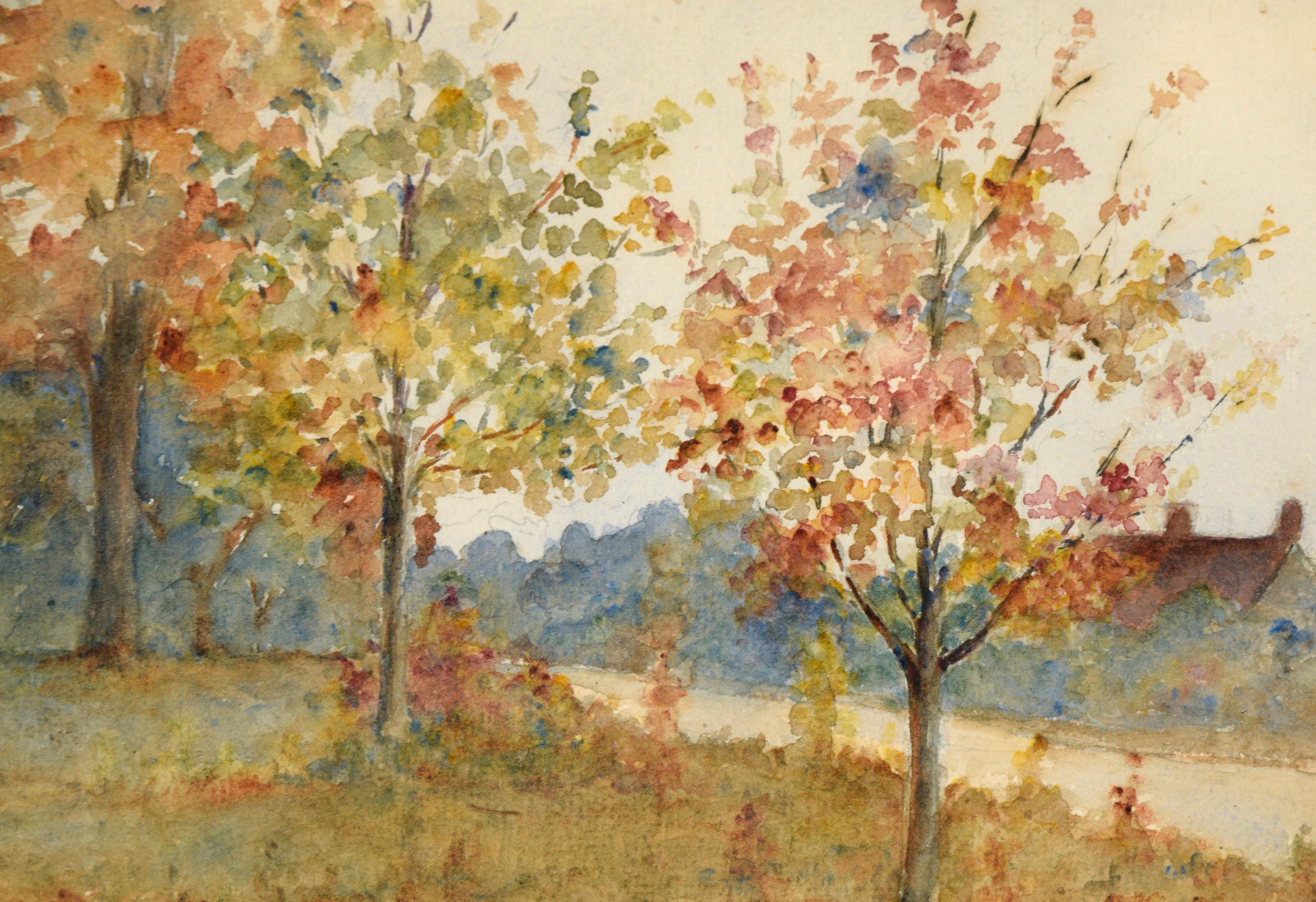 Autumn by the River - Landscape - Brown Landscape Art by J. B. Schock