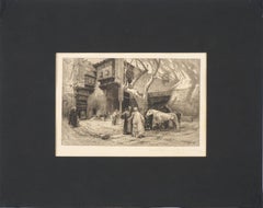 Incisione della fine del 19° secolo -- "Un affare scottante" dipinto da Frederick Bridgman