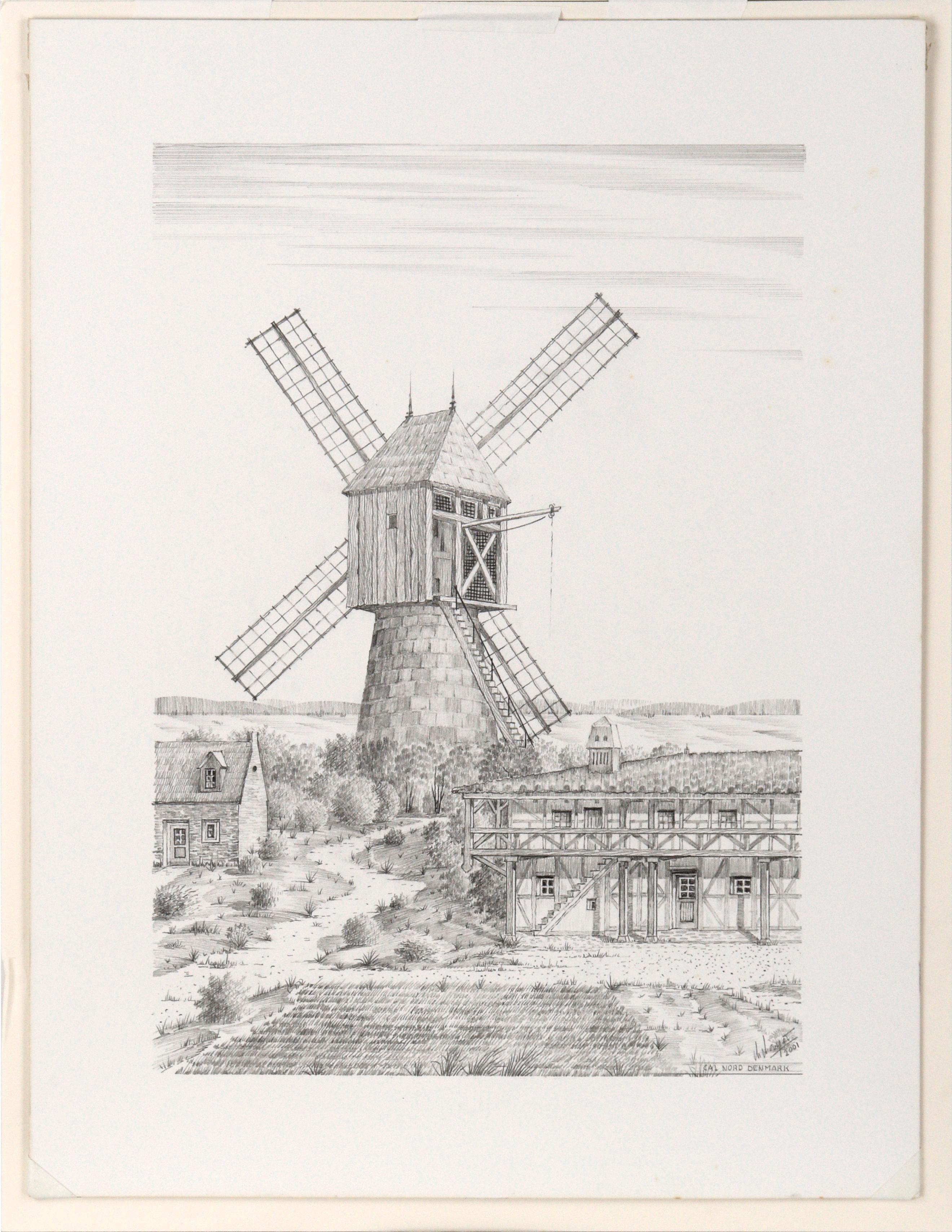 Cal Nord, Denmark - Hyper Realistic Windmill Illustration For Sale 5
