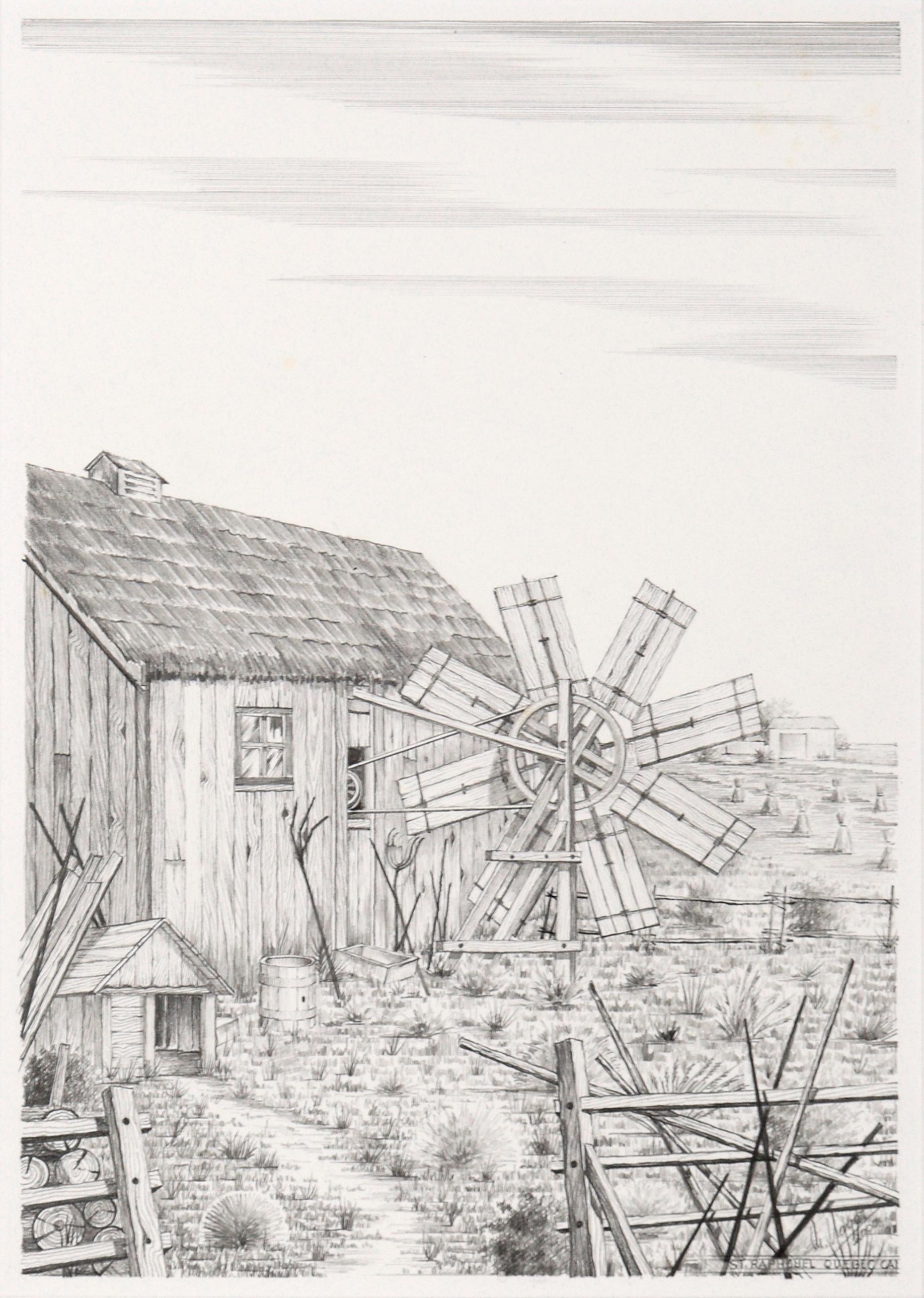St. Raphael, Quebec, Canada - Hyper Realistic Windmill Illustration - Art by M Mayer