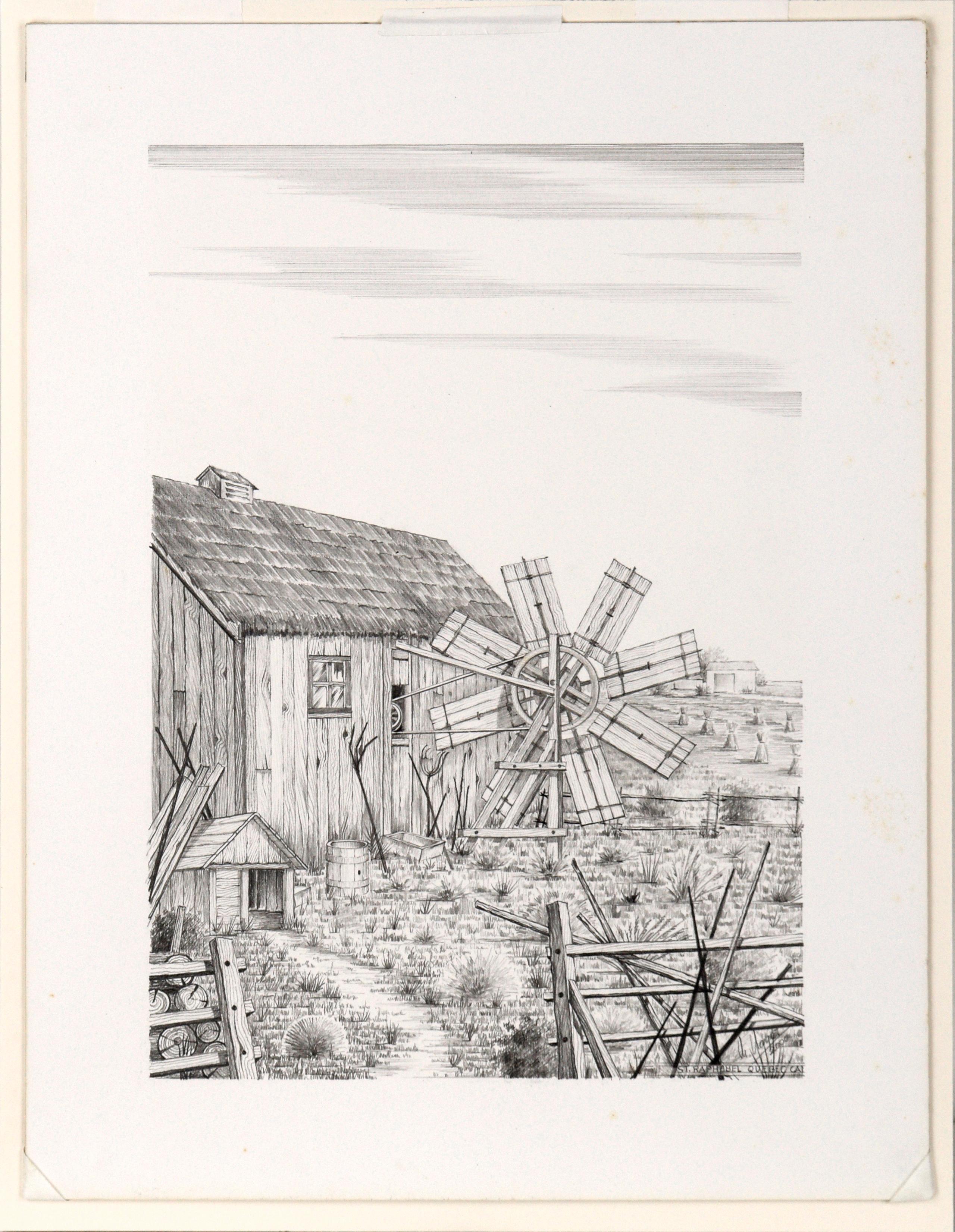 St. Raphael, Quebec, Canada - Hyper Realistic Windmill Illustration For Sale 4
