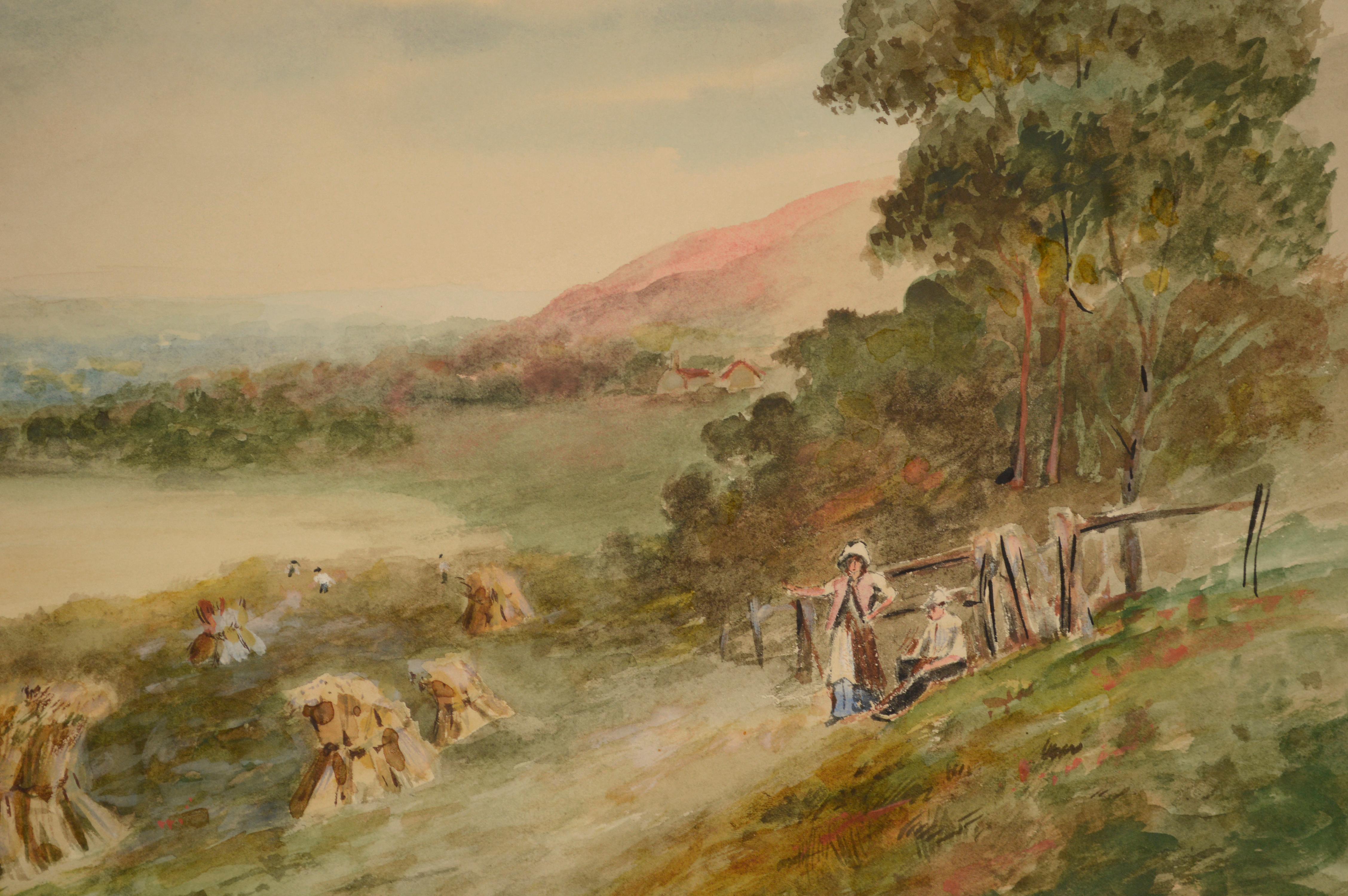 Harvest Time The Hills of Mt Tamalpais near Lake Bon Tempe 1890s - American Impressionist Art by California School