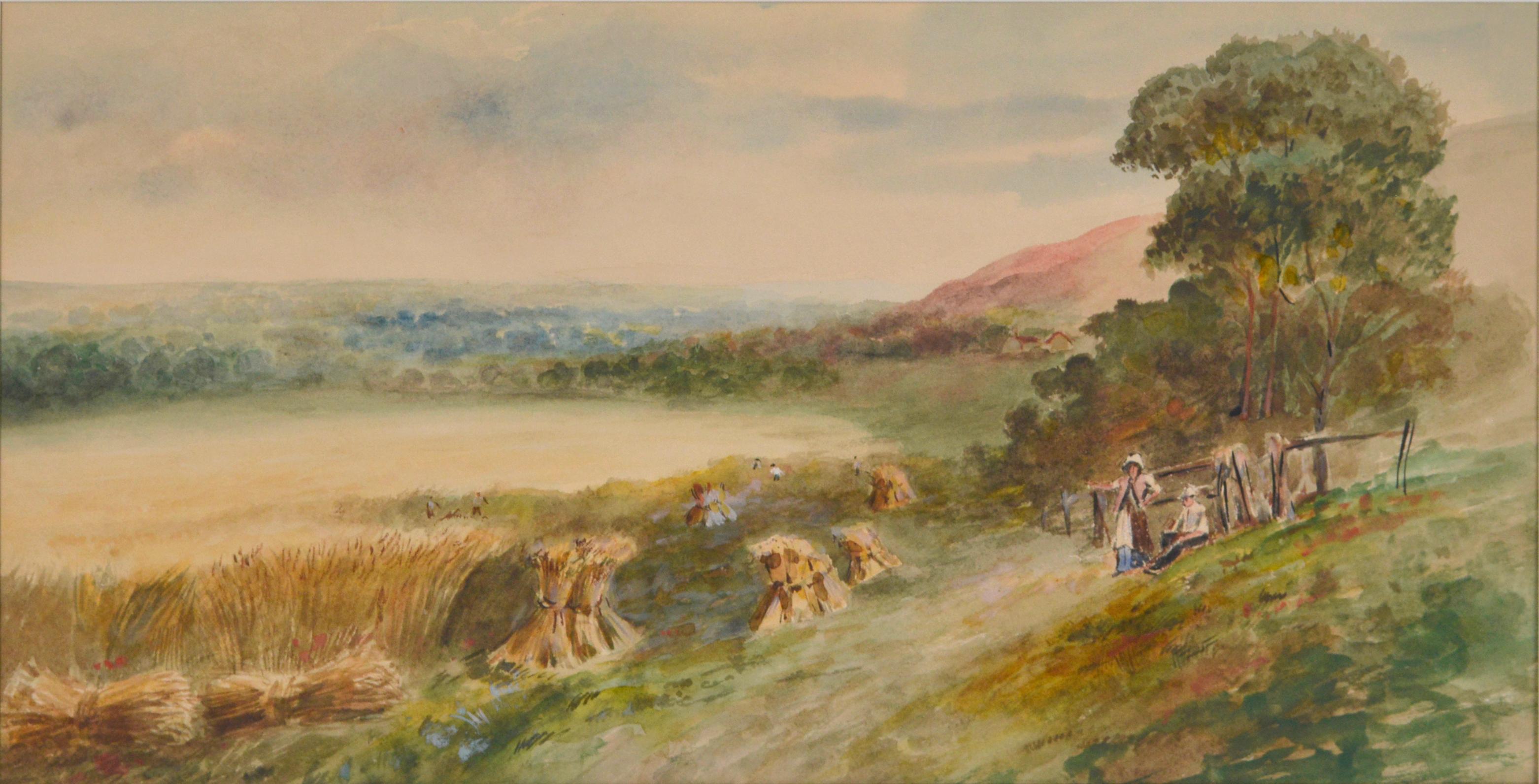 Harvest Time The Hills of Mt Tamalpais near Lake Bon Tempe 1890s - Art by California School