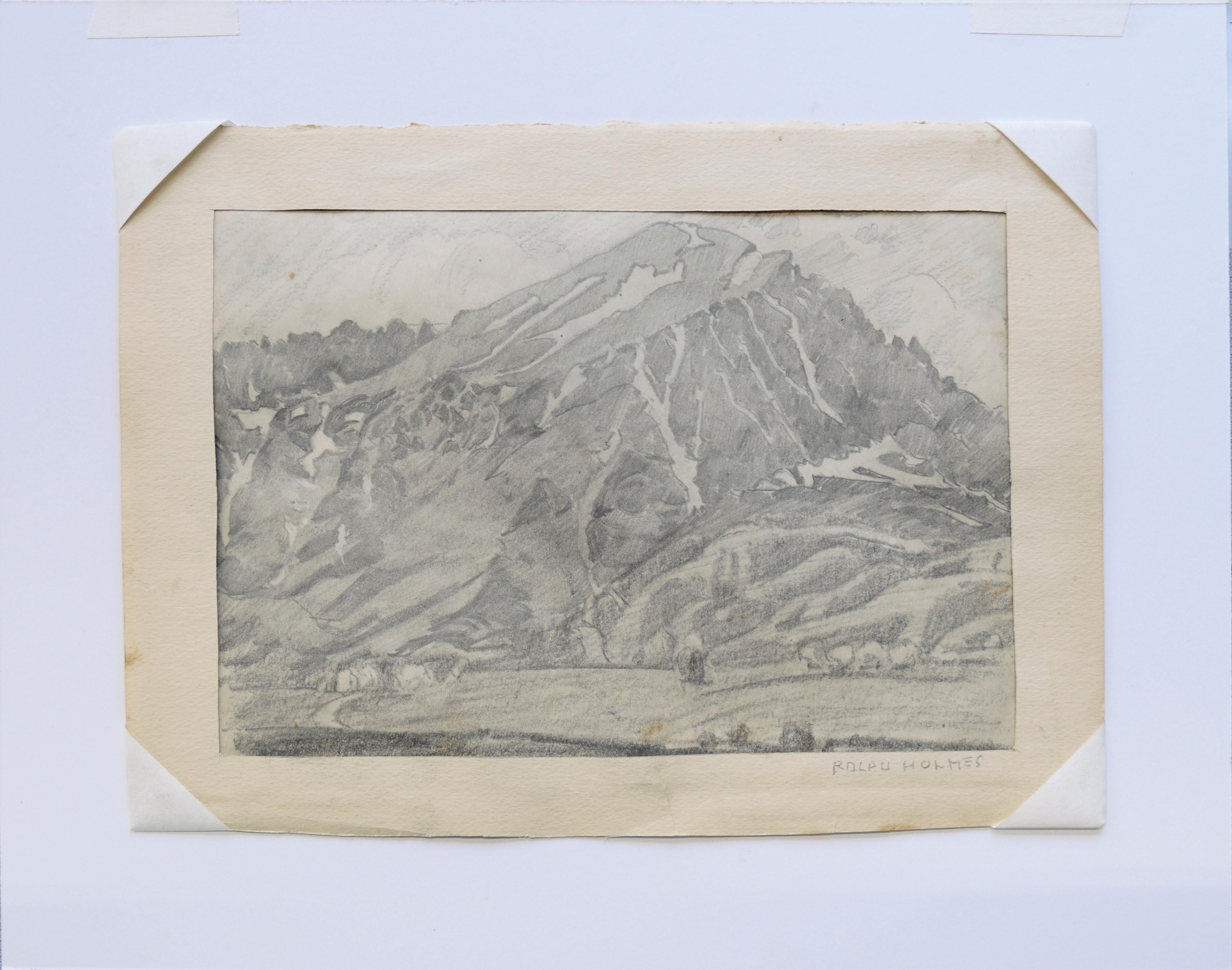 San Gabriel Mountain Landscape in Black and White - Graphite Pencil on Paper For Sale 3