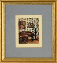 Pair of Interior Scenes of a Victorian Home - Watercolor on Heavy Paper