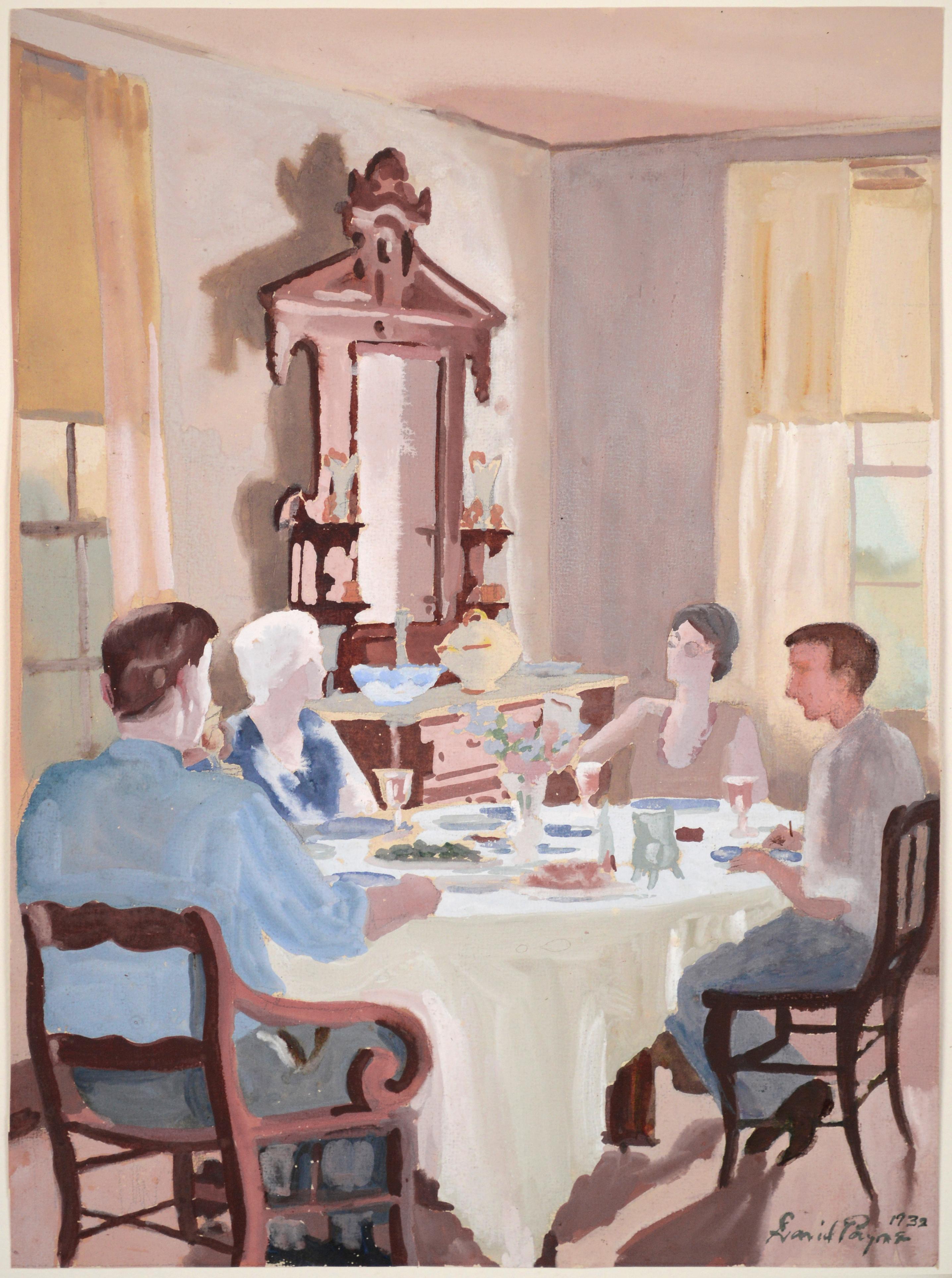 Time Family Dinner Time 1932 - Décoration intérieure classique américaine - Art de David Mode Payne