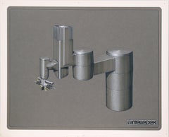 Vintage Intelledex Industrial Machinery Design Drawing in Pencil and Ink on Paper