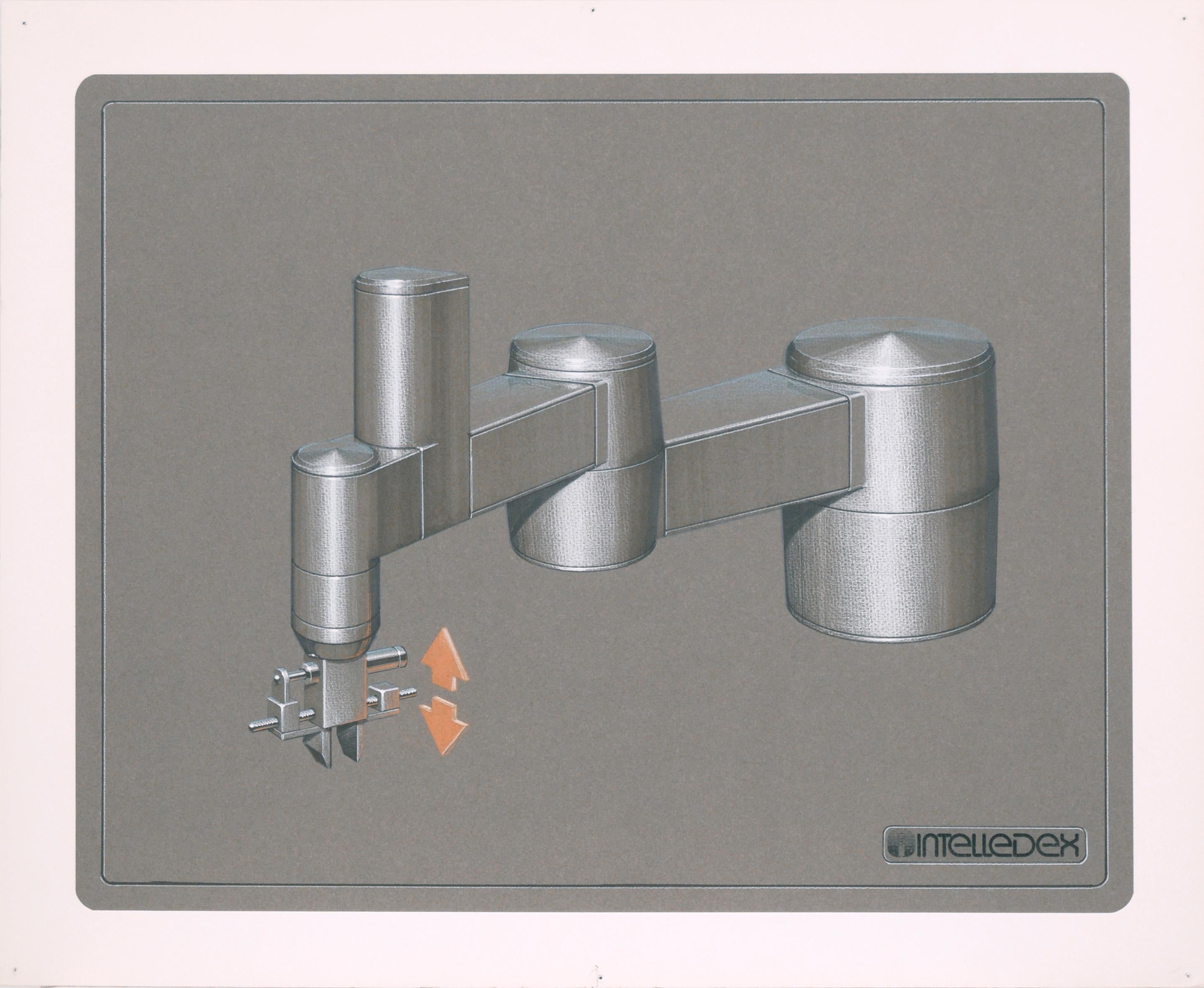 Intelledex Industrial Machinery Design Drawing in Pencil and Ink on Paper