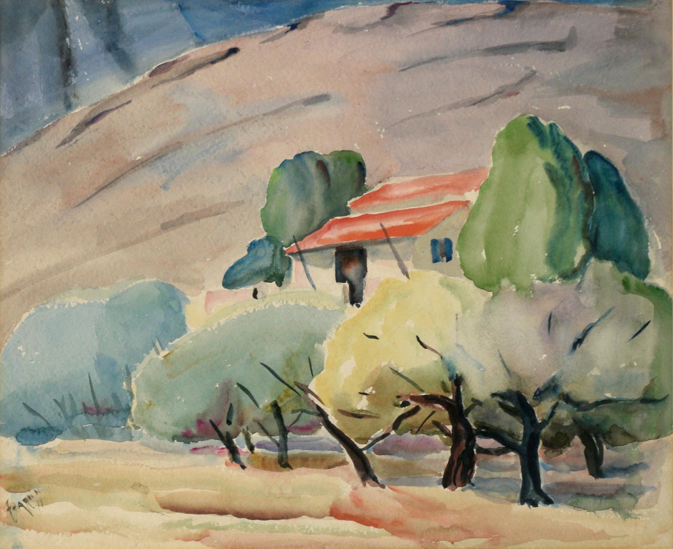 House on the Hillside in the Trees - Watercolor on Paper - Art by Emil Armin