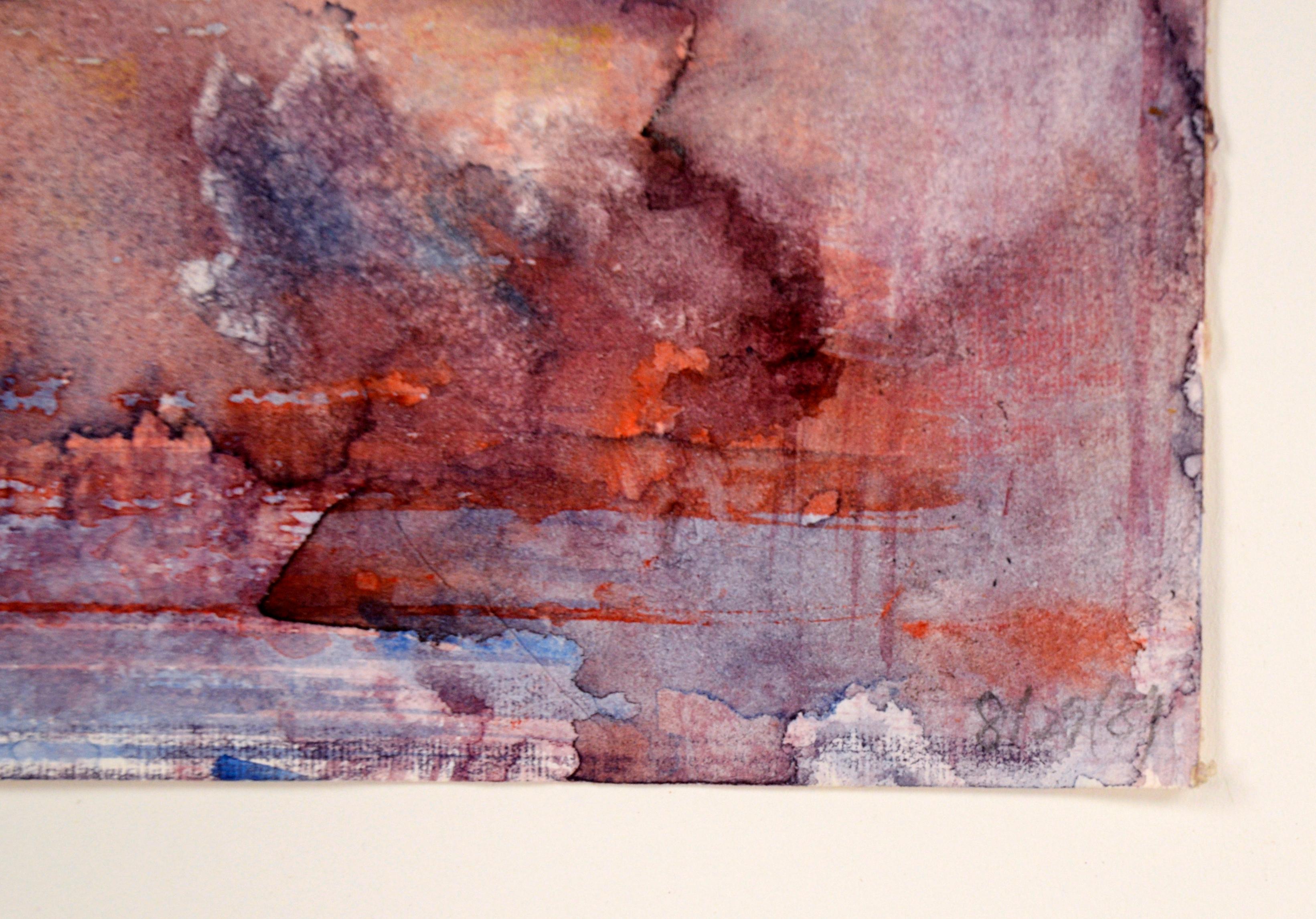 „Sonnenlicht“ – Abstrakte Landschaft in Aquarell auf Papier im Angebot 2