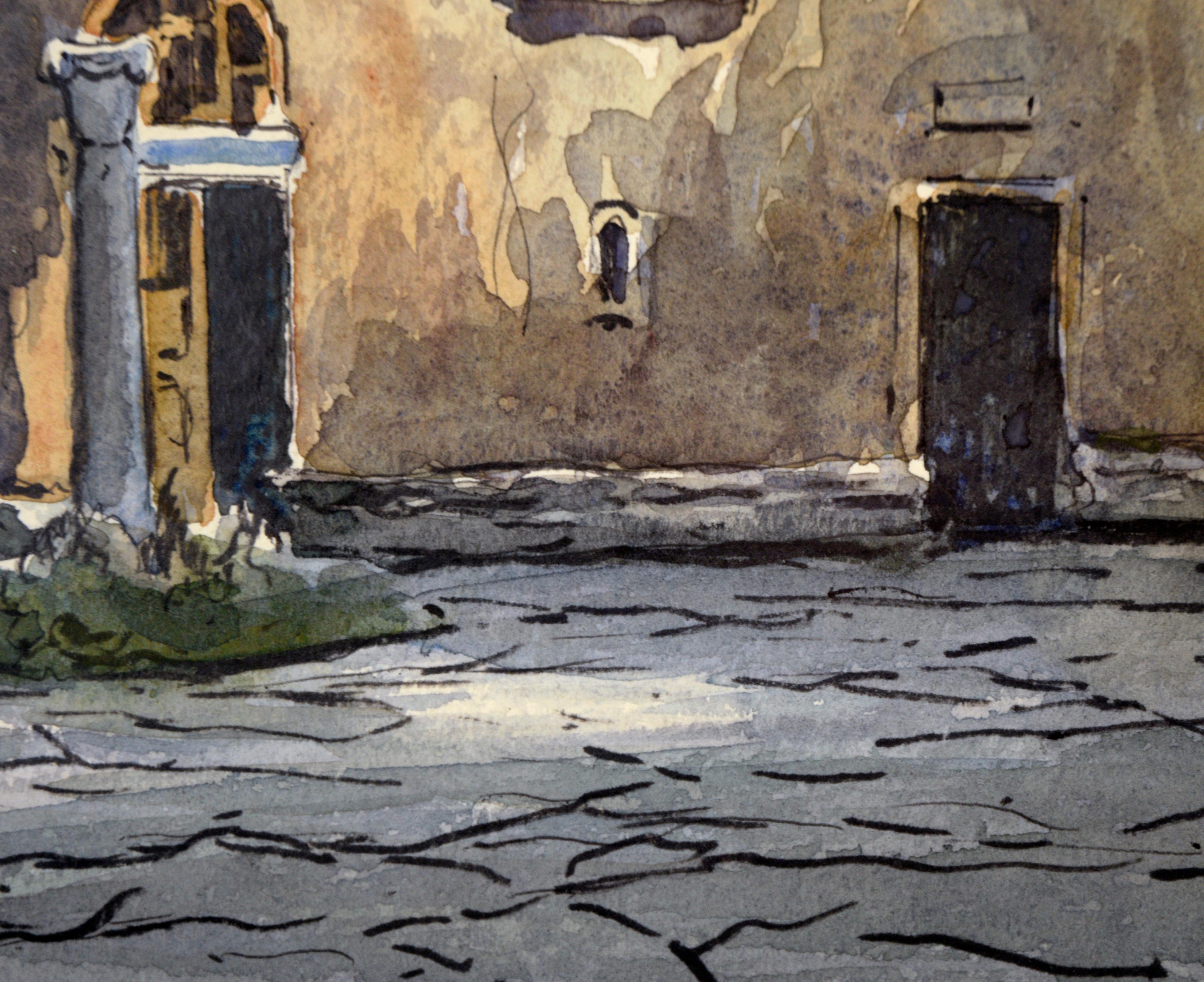 Cloister of Moni Dafniou (Daphni Monastery) - Watercolor on Paper - Impressionist Art by Unknown