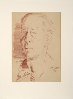 Portrait of George Arliss in Conte Crayon on Cardstock 1934
