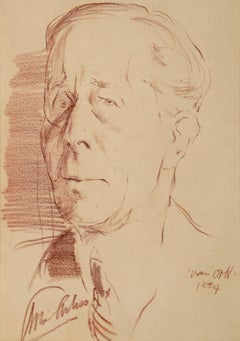 Portrait of George Arliss in Conte Crayon on Cardstock 1934