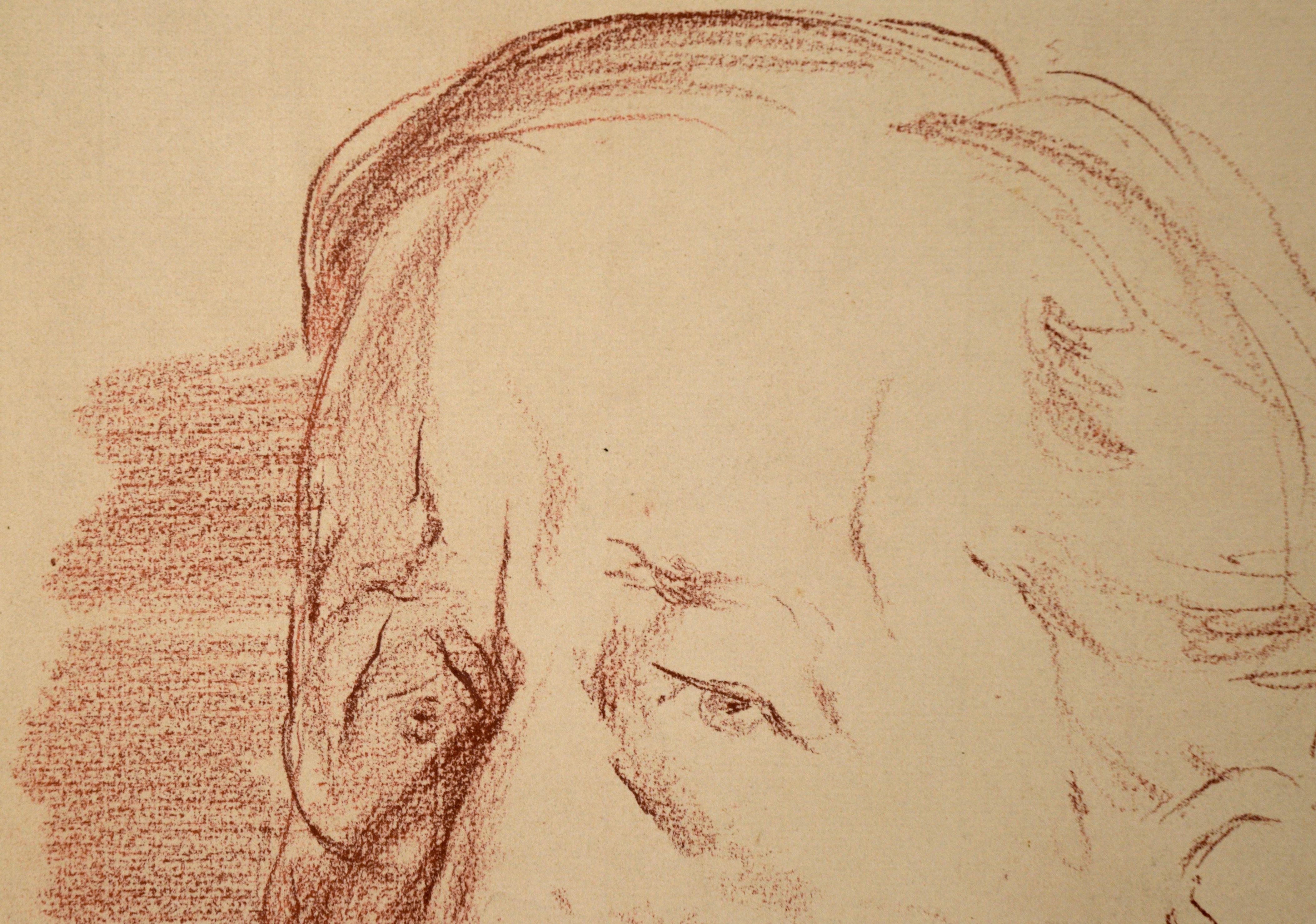 Portrait de George Arliss au crayon de Conte sur carton 1934 en vente 1