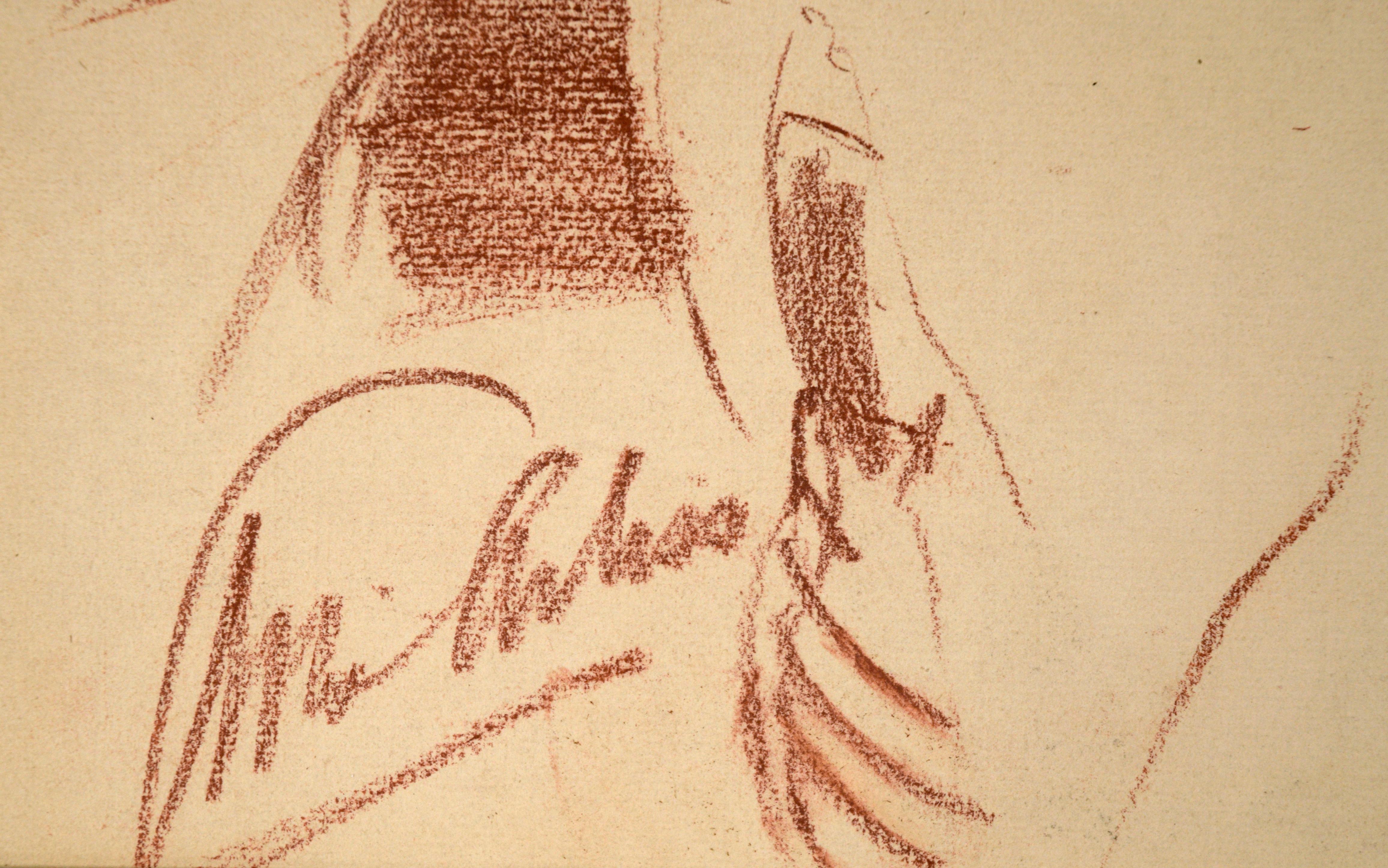 Portrait de George Arliss au crayon de Conte sur carton 1934 en vente 4
