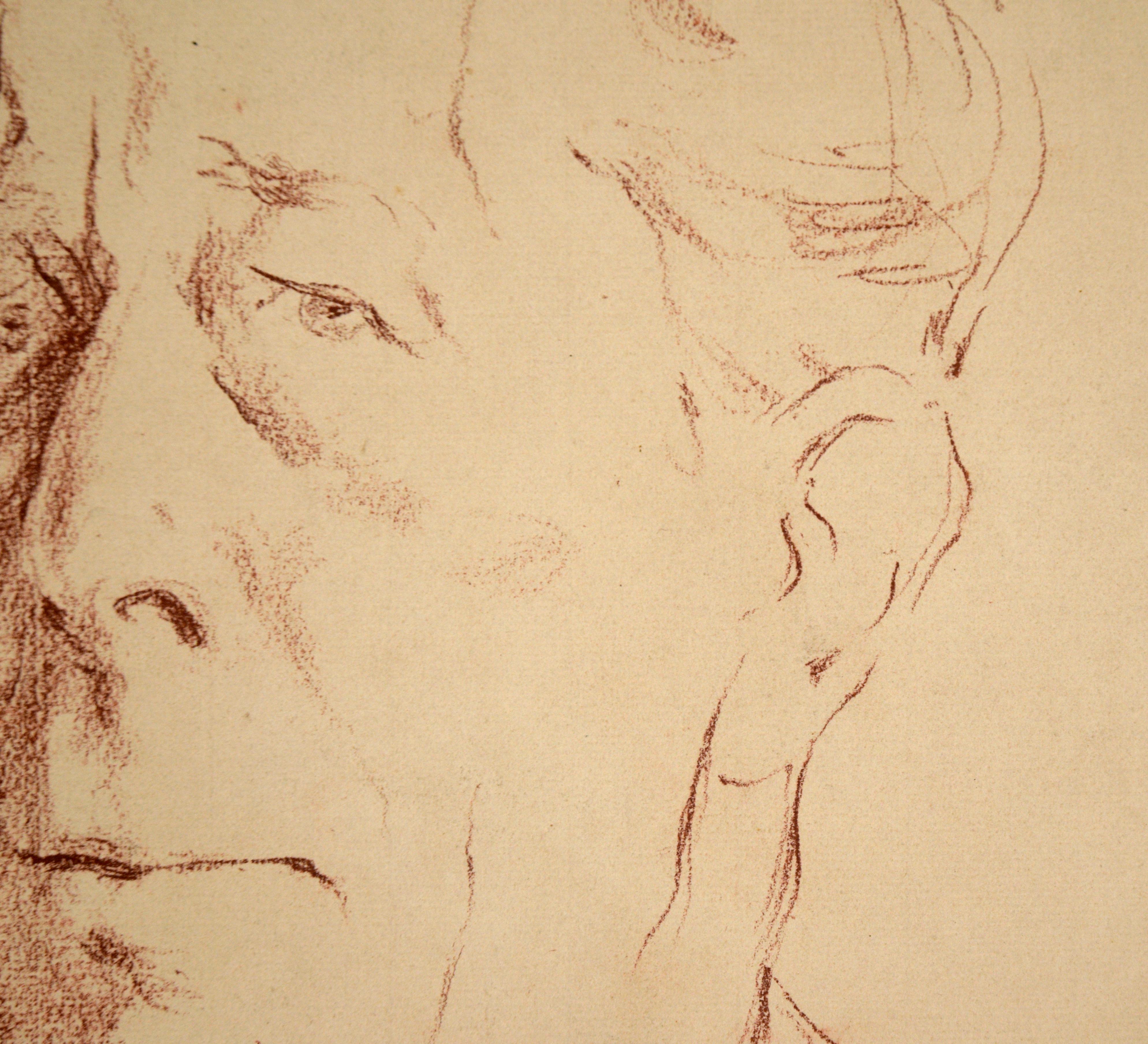 Portrait de George Arliss au crayon de Conte sur carton 1934 en vente 2