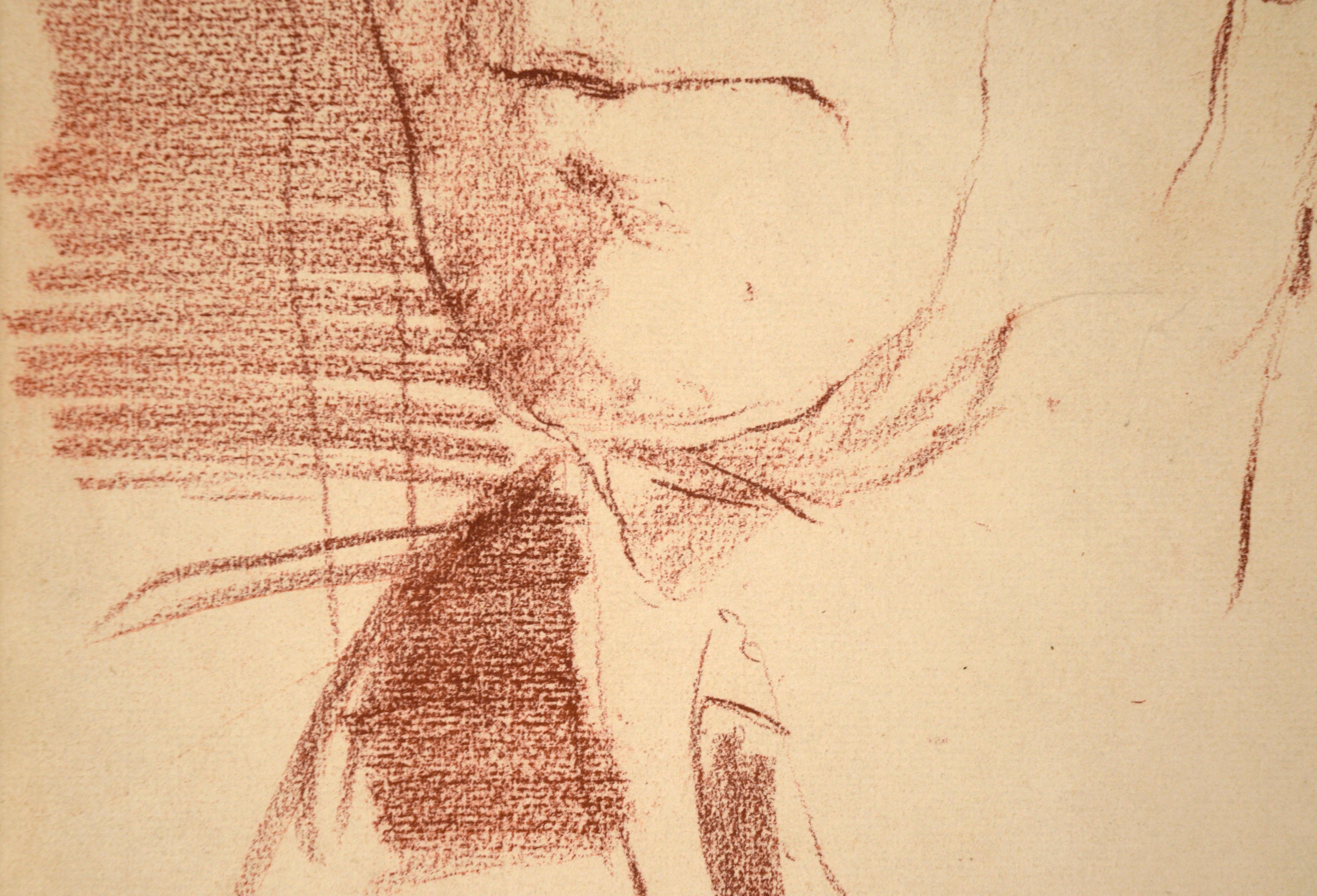 Portrait de George Arliss au crayon de Conte sur carton 1934 en vente 3